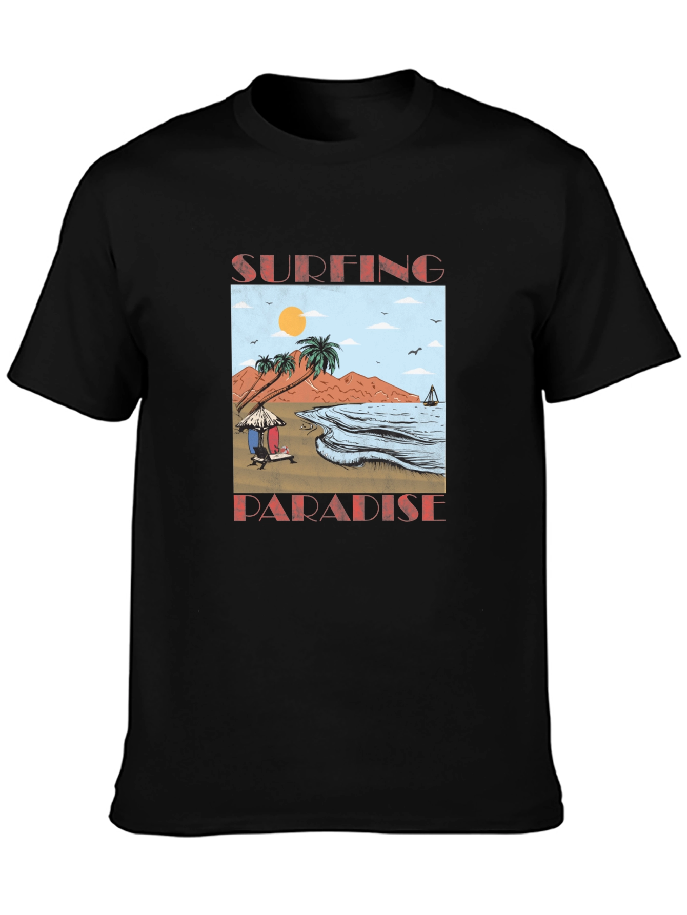 Surfing Paradise Graphic T-Shirt | Beach Surf Design Tee
