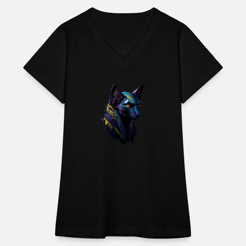 Purple and Blue Egyptian Sphinx Cat with Runes