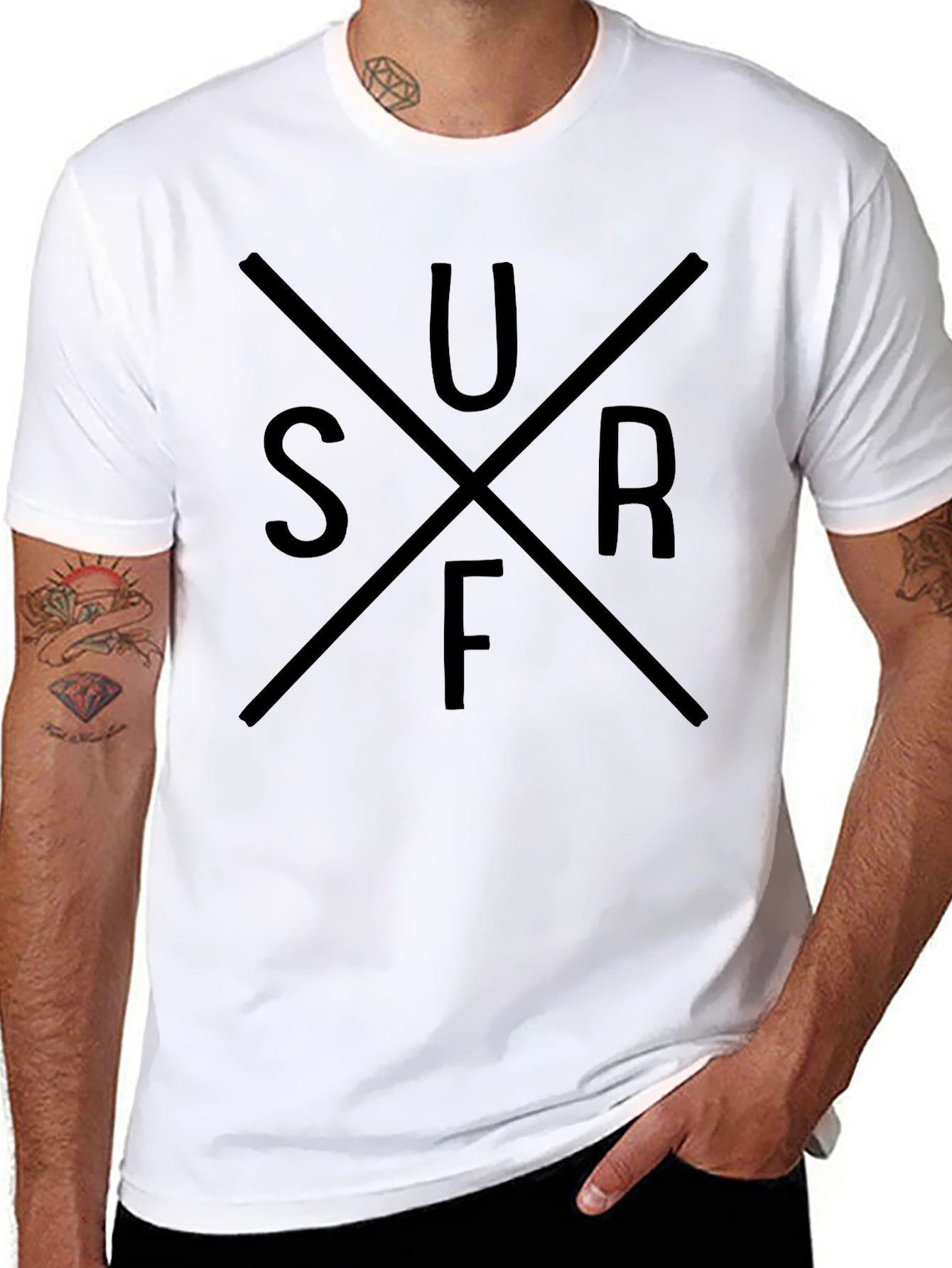 Surf Graphic Tee - Black Cotton Casual Shirt