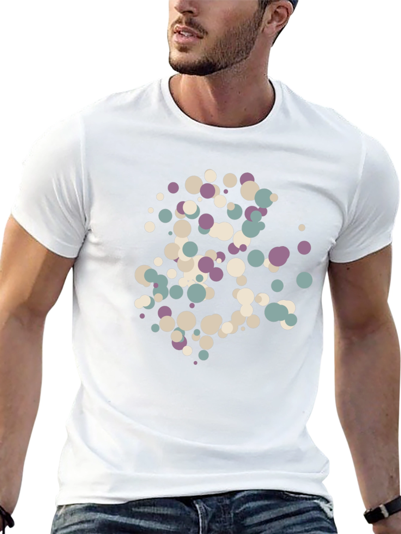 Modern Abstract Dot Pattern Black T-Shirt