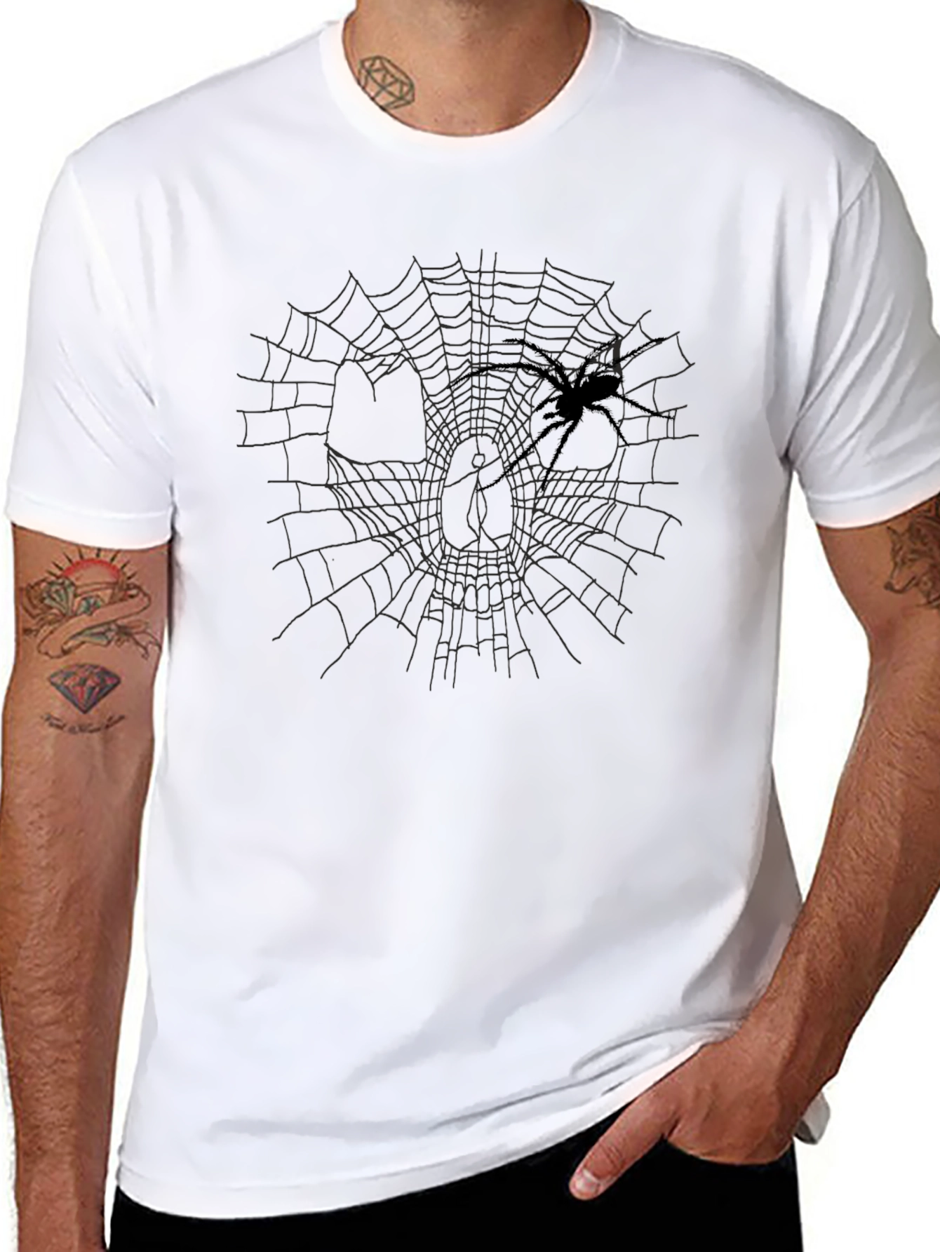 Spider Web Graphic Tee - Black