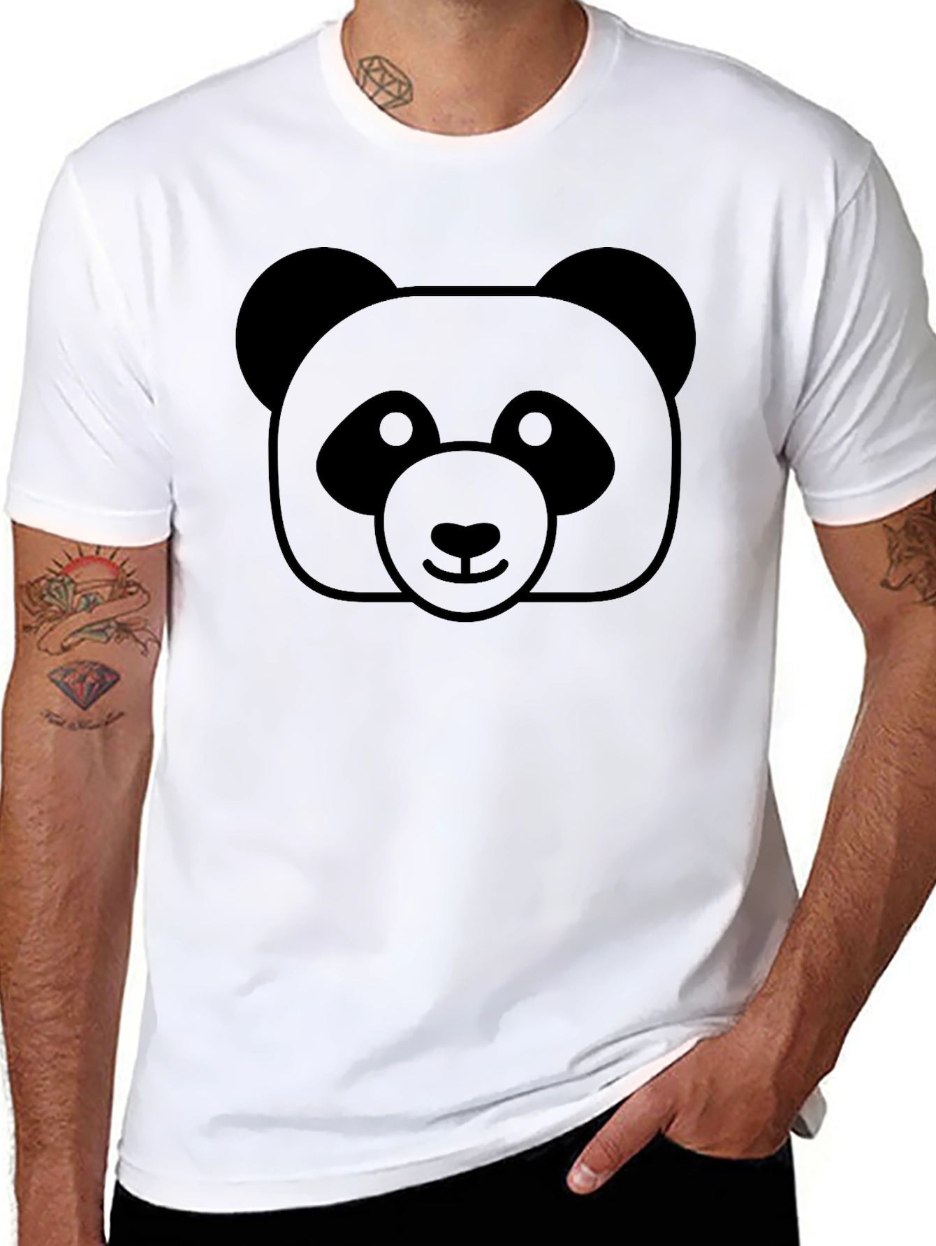 Mens Black Panda Graphic T-Shirt