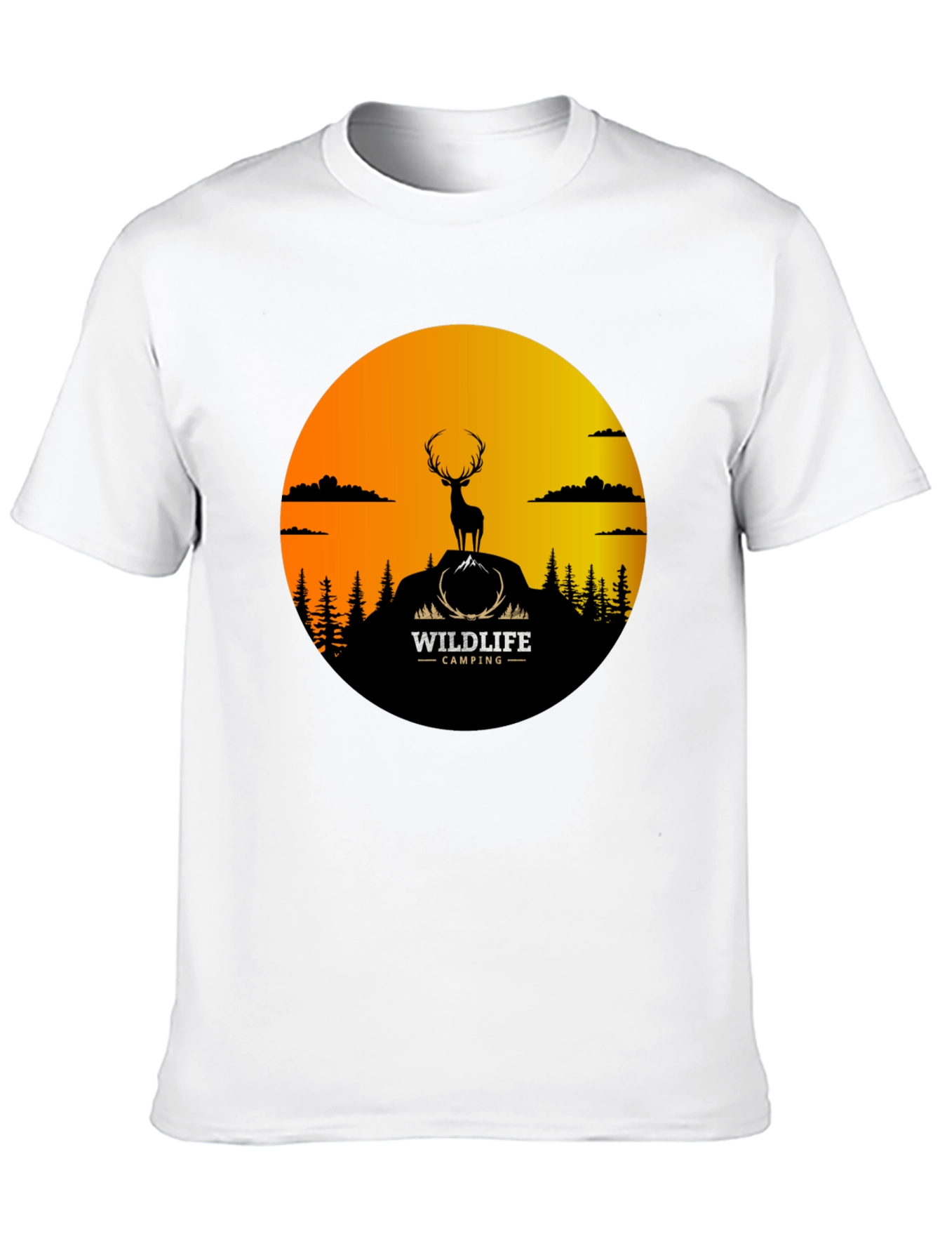 Wildlife Camping Graphic Tee - Deer Silhouette