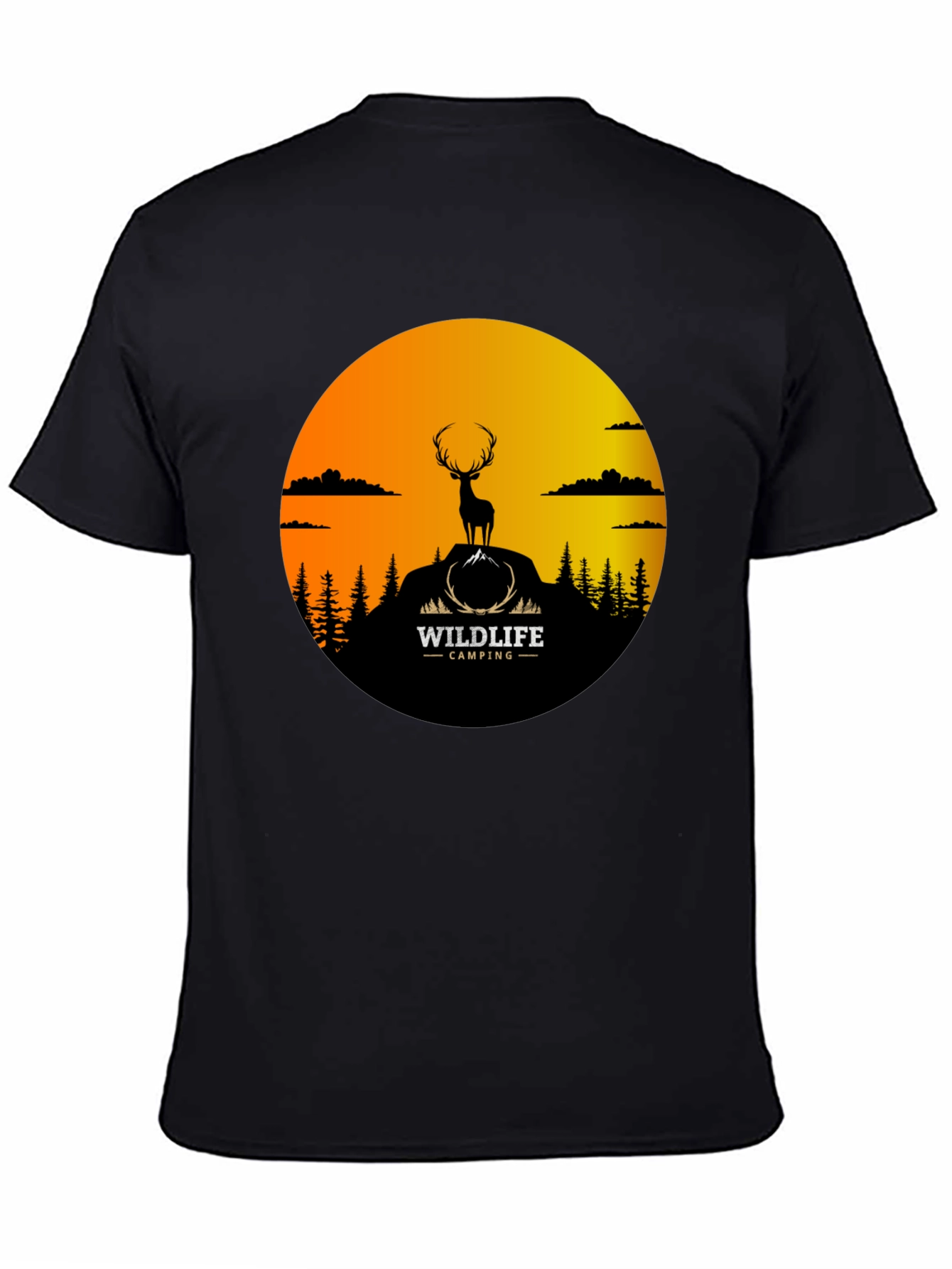 Wildlife Camping Graphic Tee - Deer Silhouette