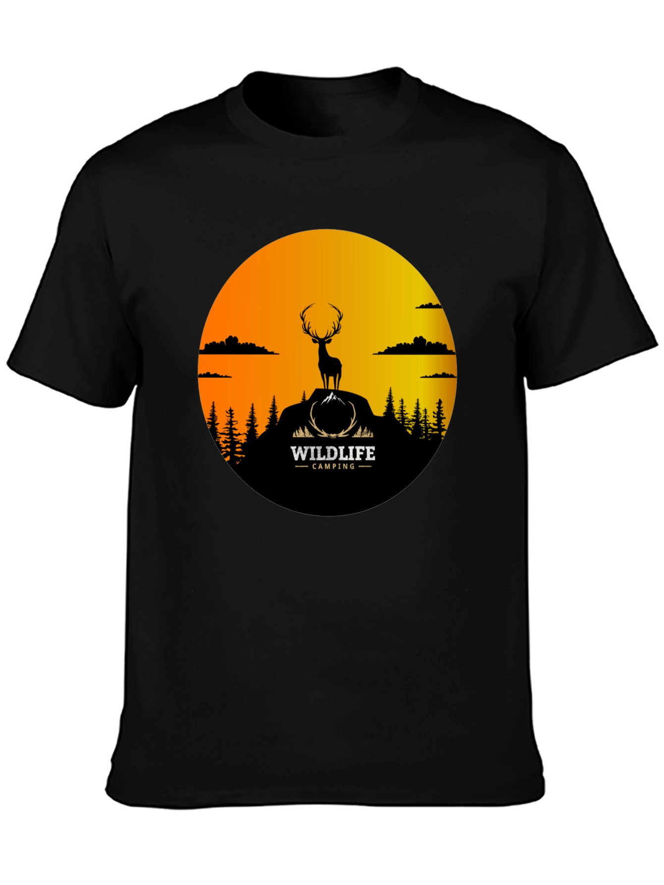 Wildlife Camping Graphic Tee - Deer Silhouette