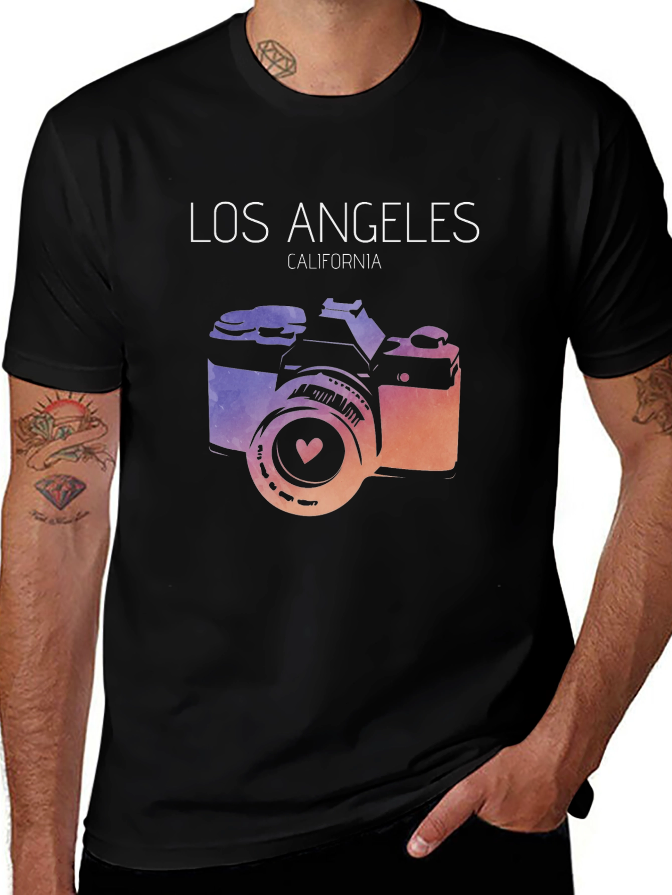 Los Angeles Camera Graphic Tee - Mens Black T-Shirt