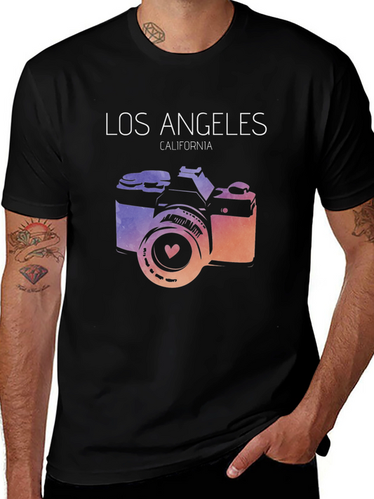 Los Angeles Camera Graphic Tee - Mens Black T-Shirt