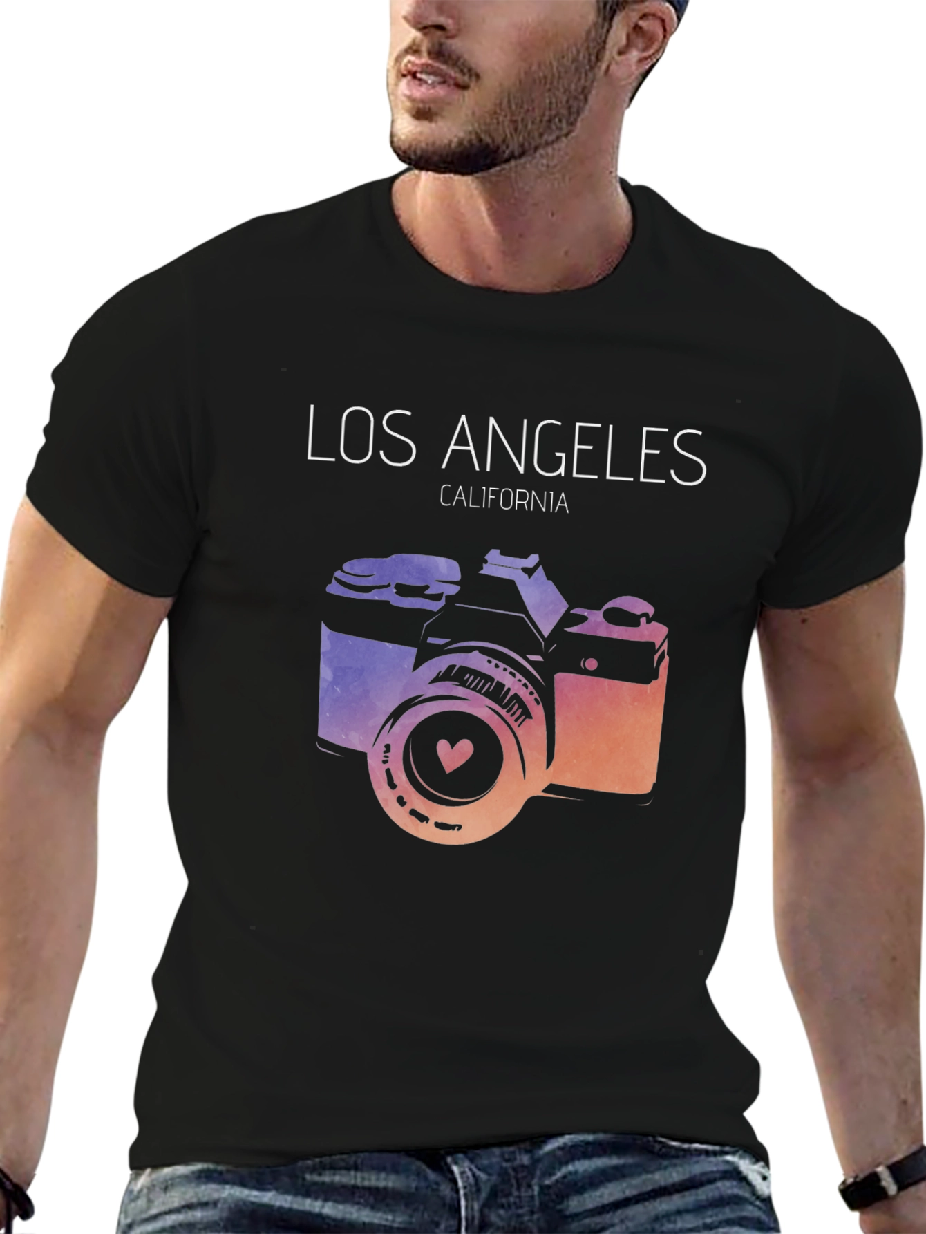 Los Angeles Camera Graphic Tee - Mens Black T-Shirt