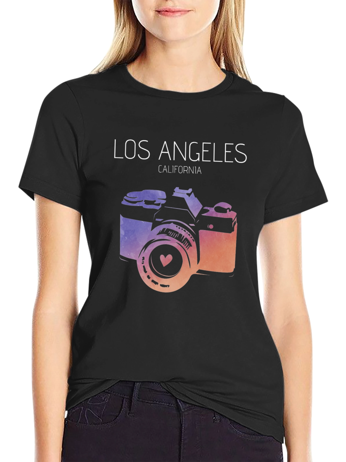 Los Angeles Camera Graphic Tee - Mens Black T-Shirt
