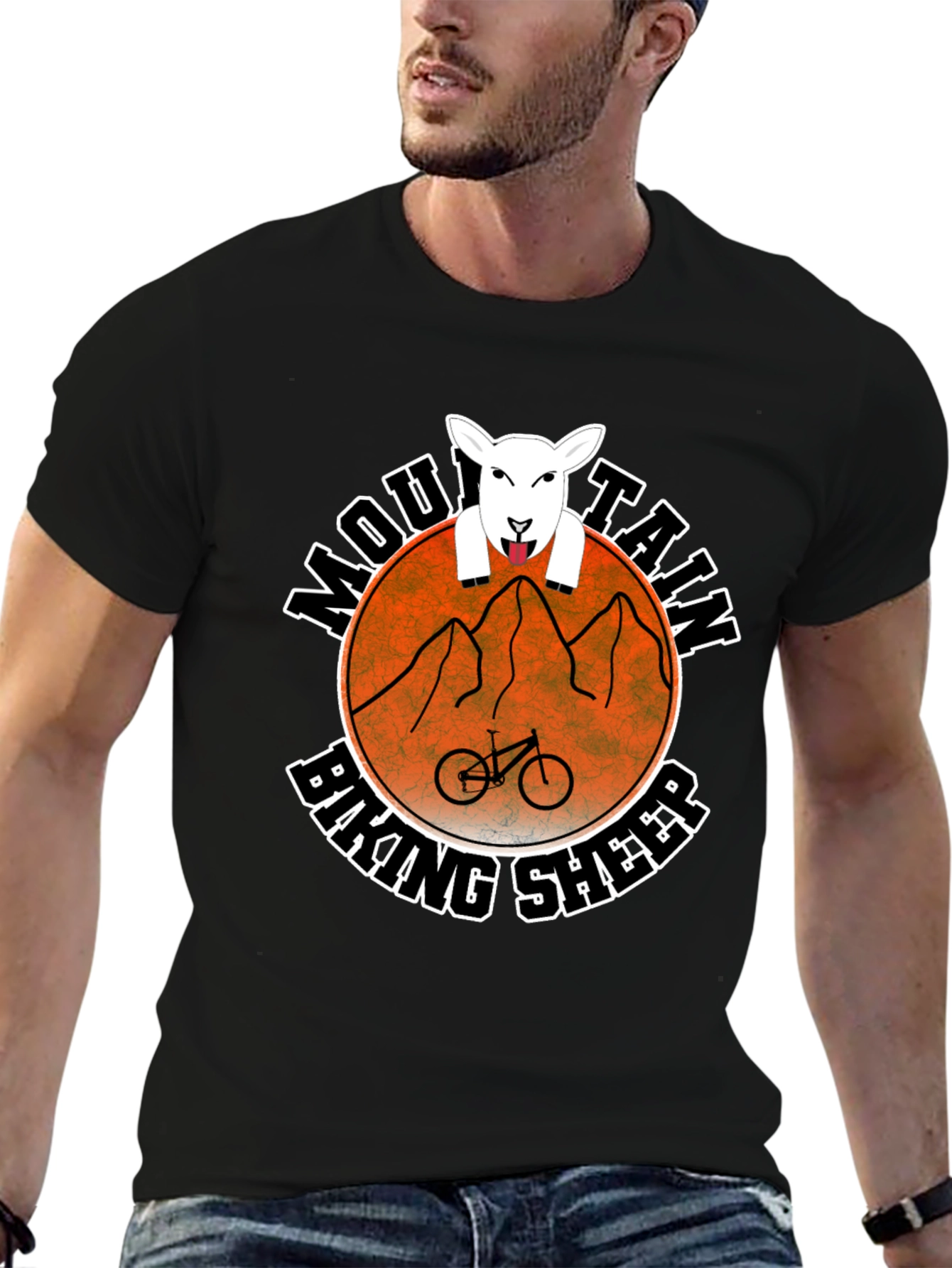 Mountain Biking Sheep Graphic Tee