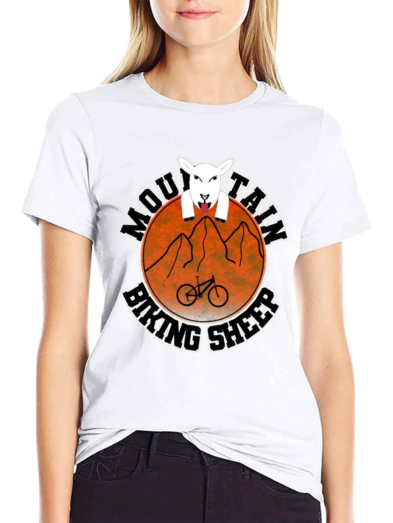 Mountain Biking Sheep Graphic Tee