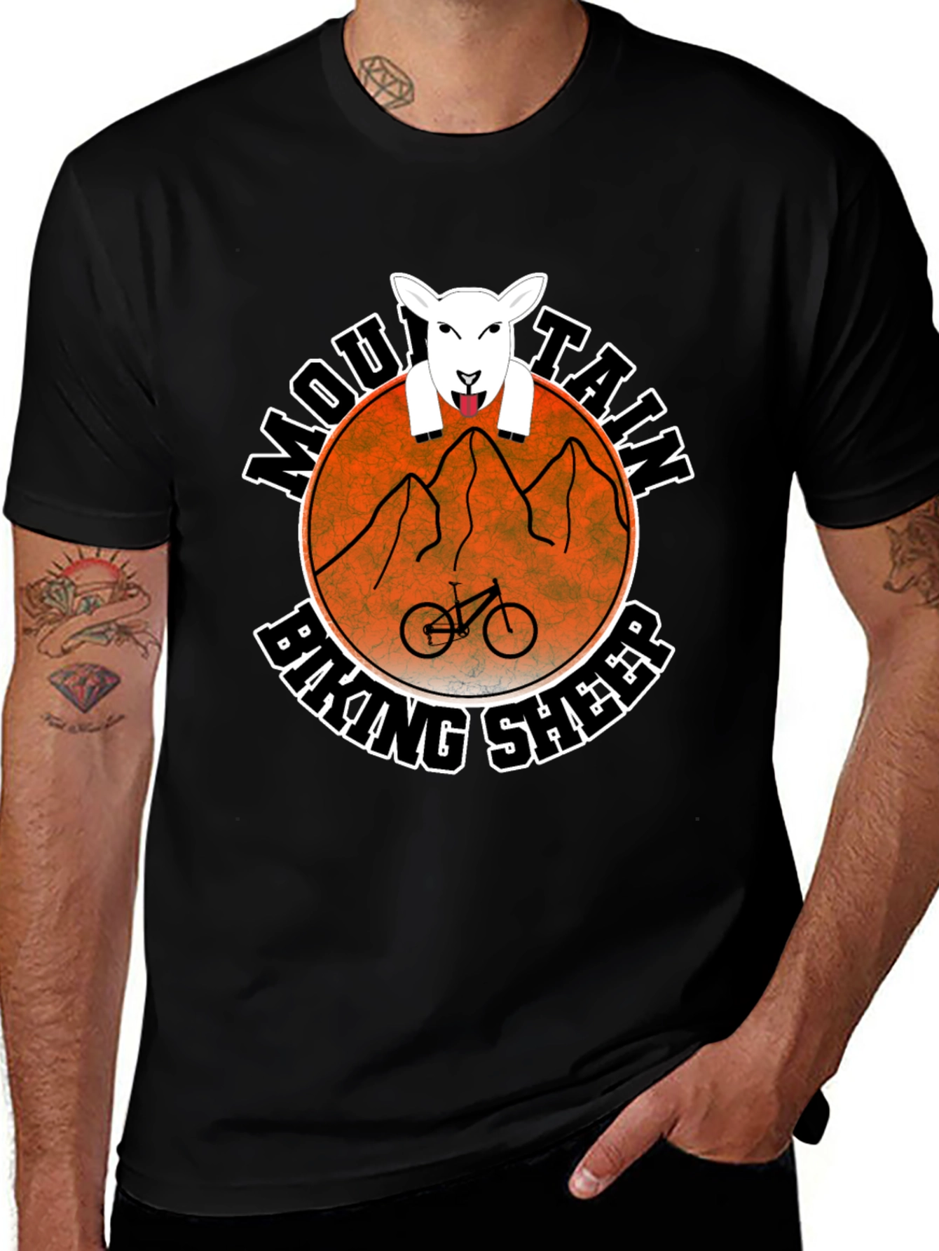 Mountain Biking Sheep Graphic Tee