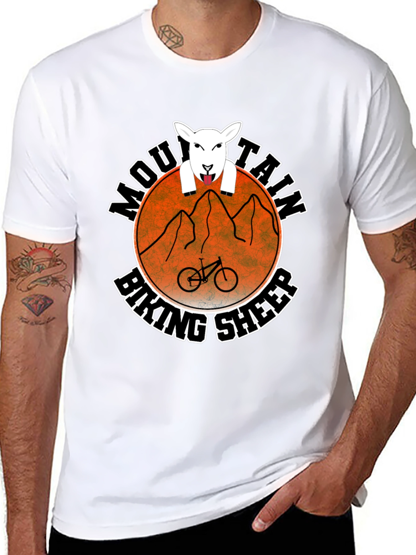 Mountain Biking Sheep Graphic Tee