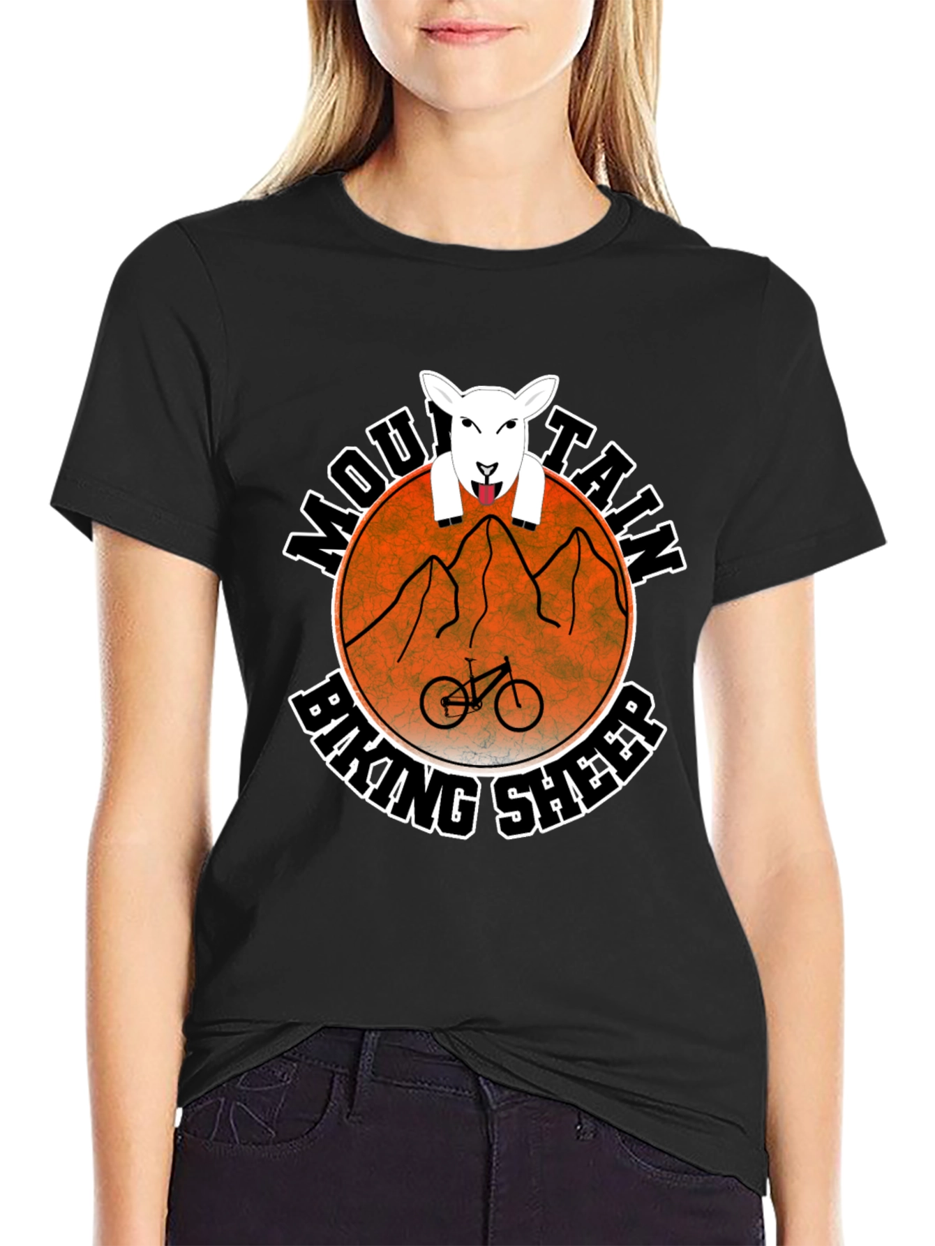 Mountain Biking Sheep Graphic Tee