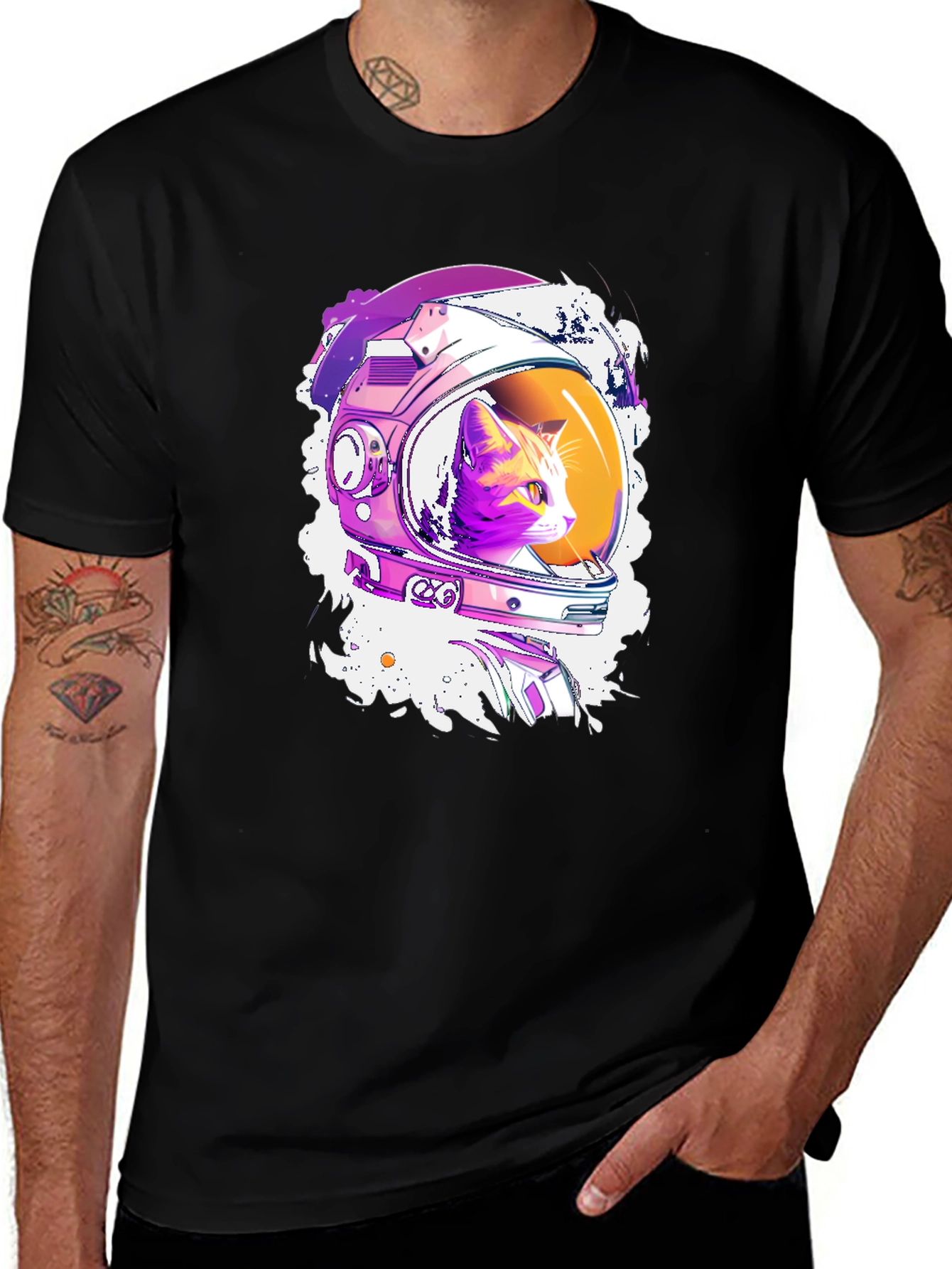 Astronaut Cat Graphic T-Shirt