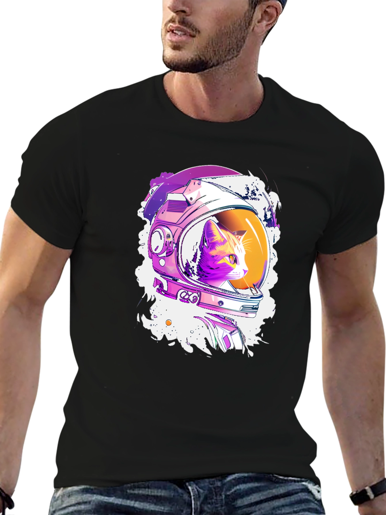Astronaut Cat Graphic T-Shirt