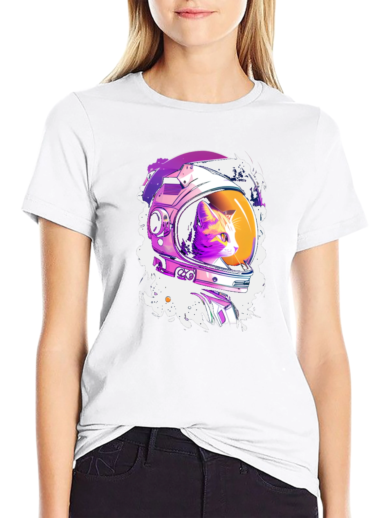Astronaut Cat Graphic T-Shirt