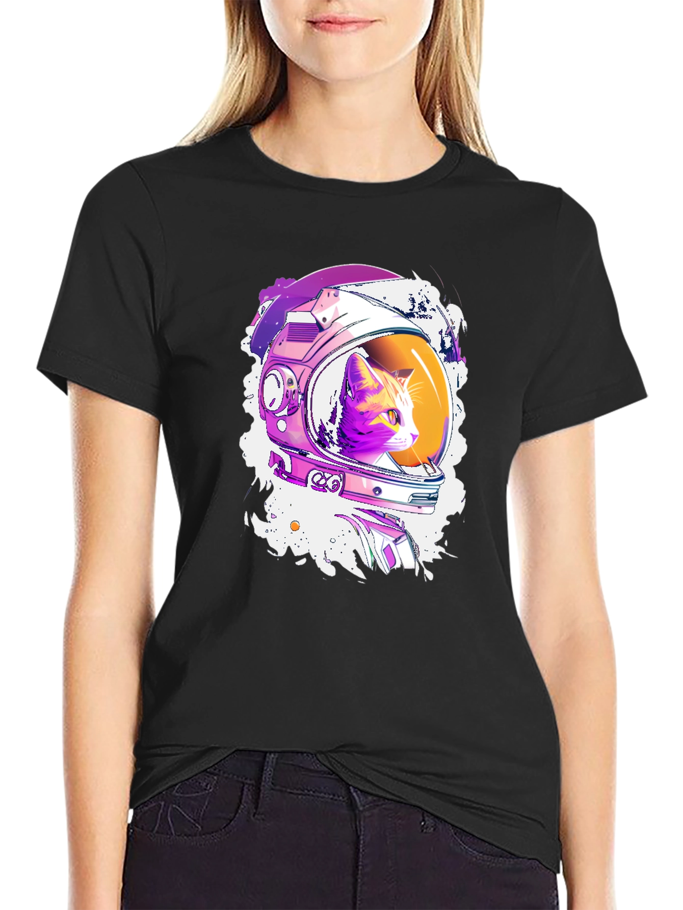 Astronaut Cat Graphic T-Shirt