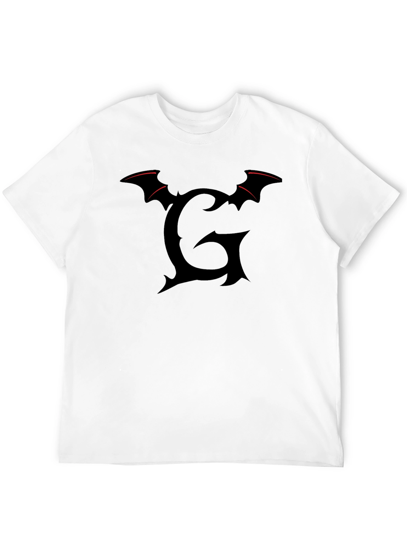 Gothic Bat Wing Letter G Black T-Shirt