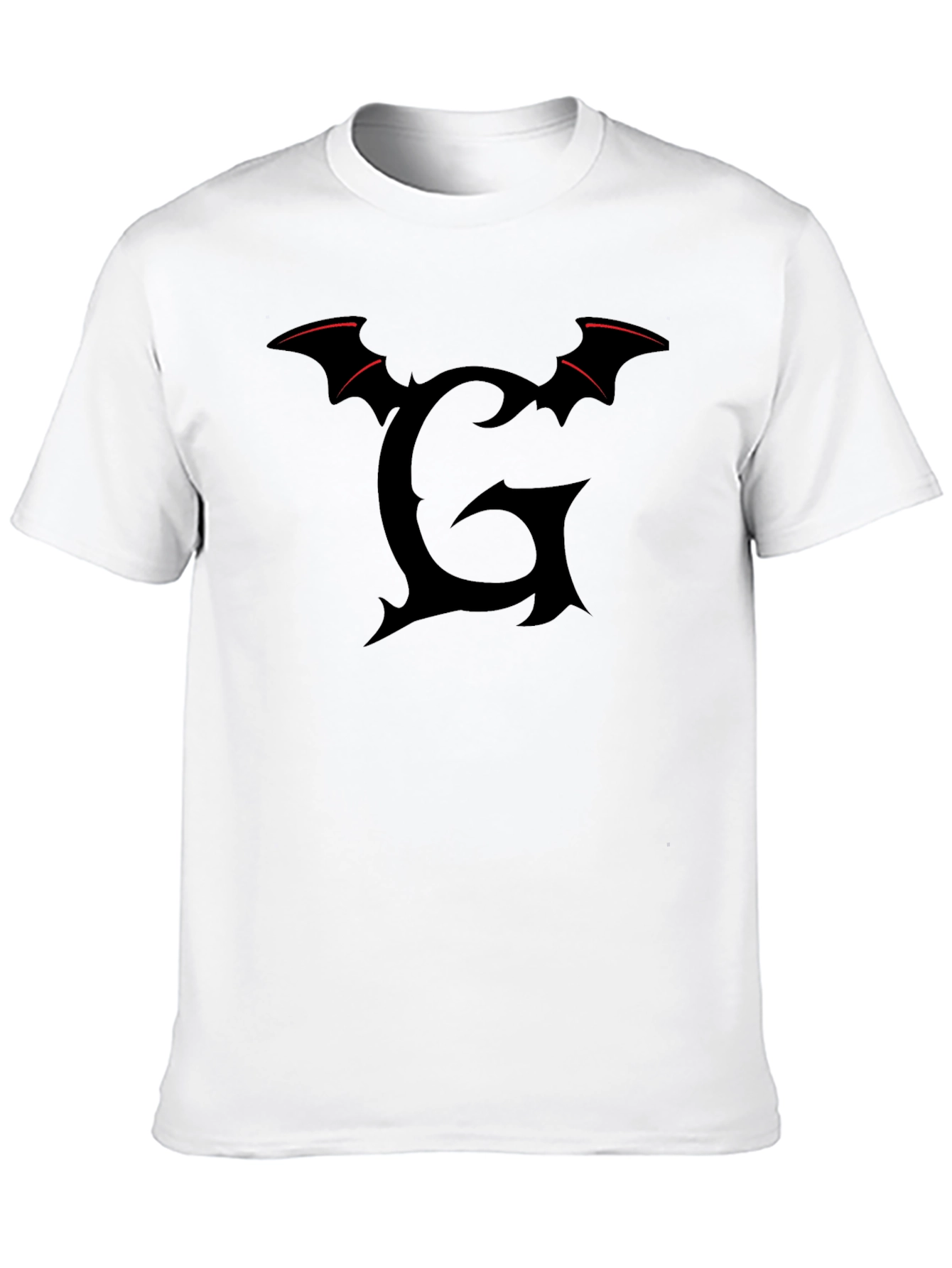 Gothic Bat Wing Letter G Black T-Shirt