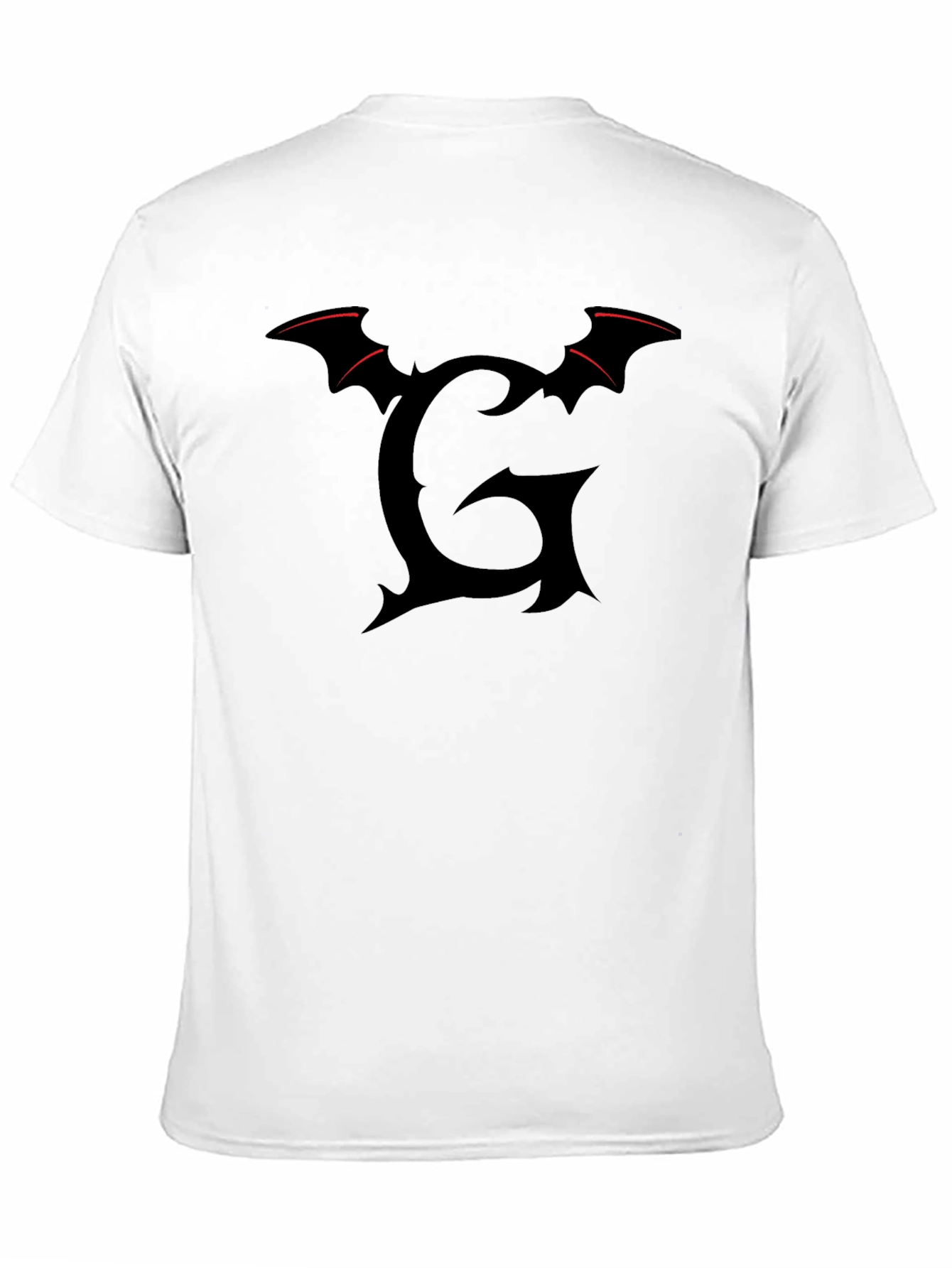 Gothic Bat Wing Letter G Black T-Shirt