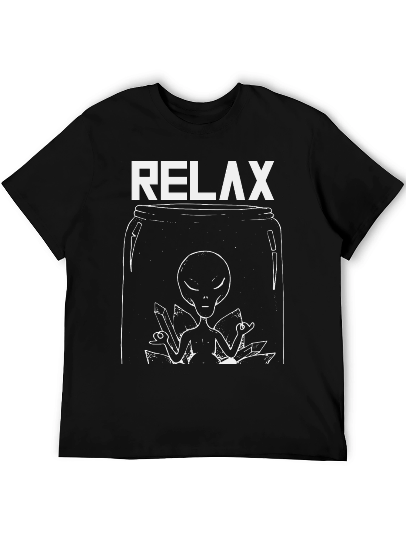 Relax Alien Graphic T-Shirt - Black Cotton Tee