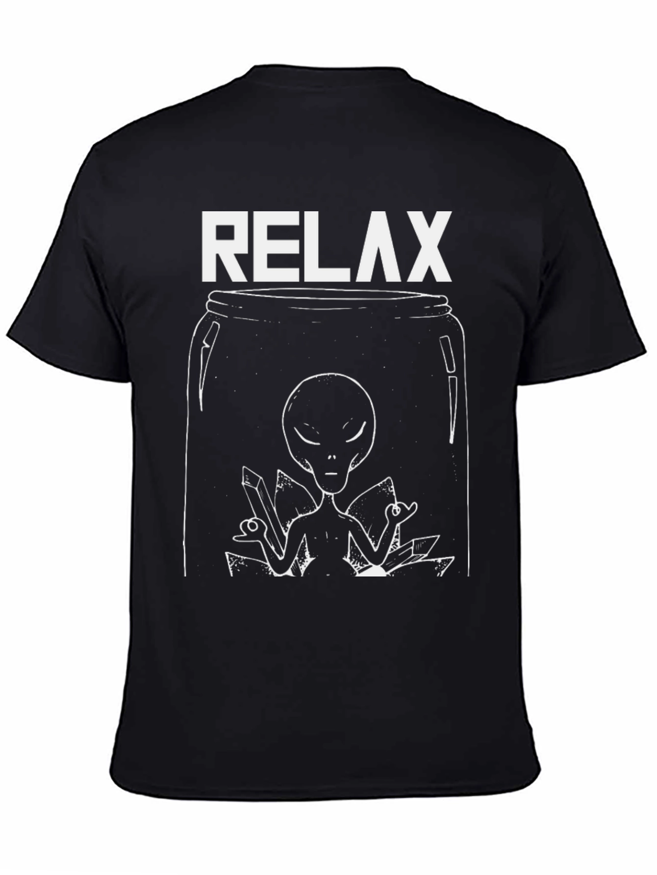 Relax Alien Graphic T-Shirt - Black Cotton Tee