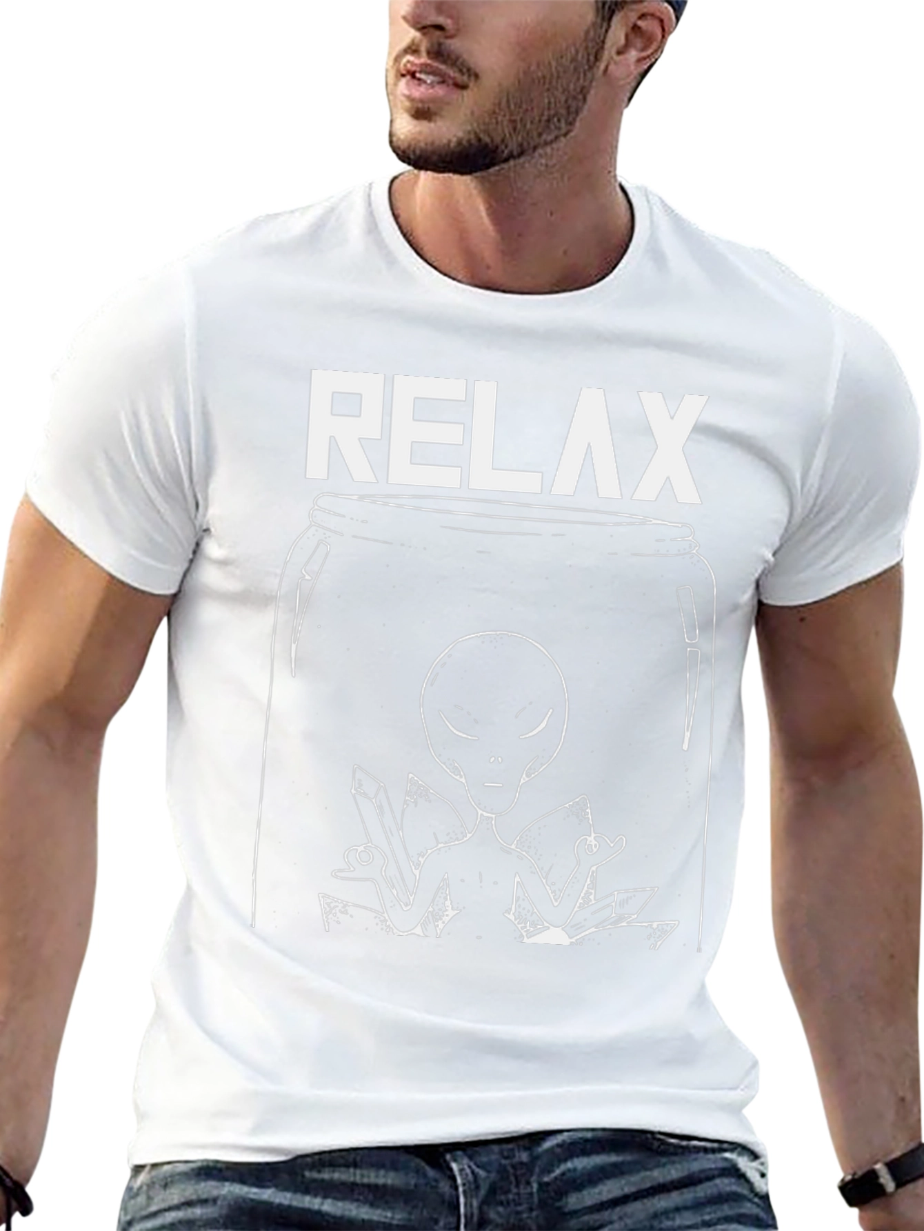 Relax Alien Graphic T-Shirt - Black Cotton Tee