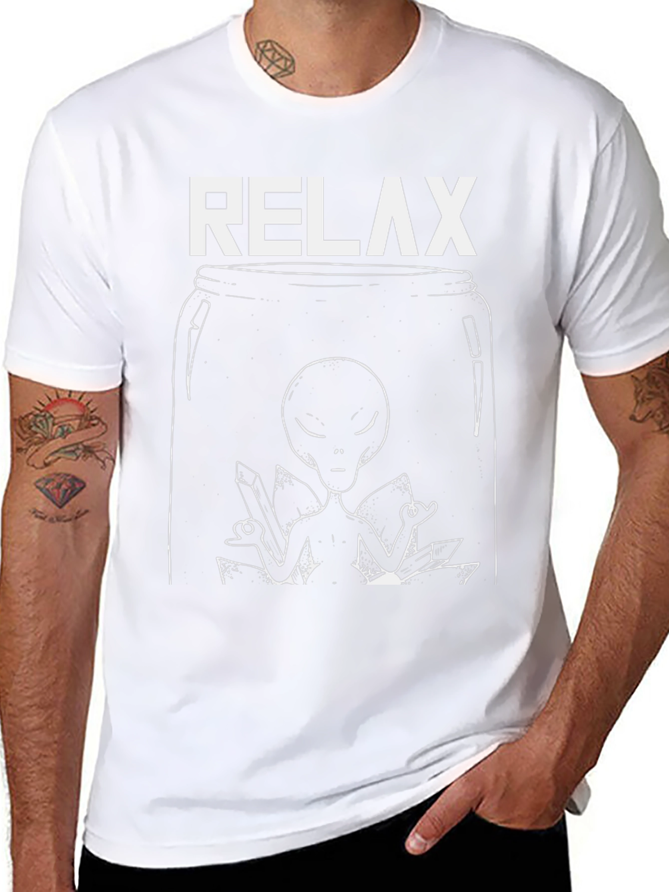 Relax Alien Graphic T-Shirt - Black Cotton Tee