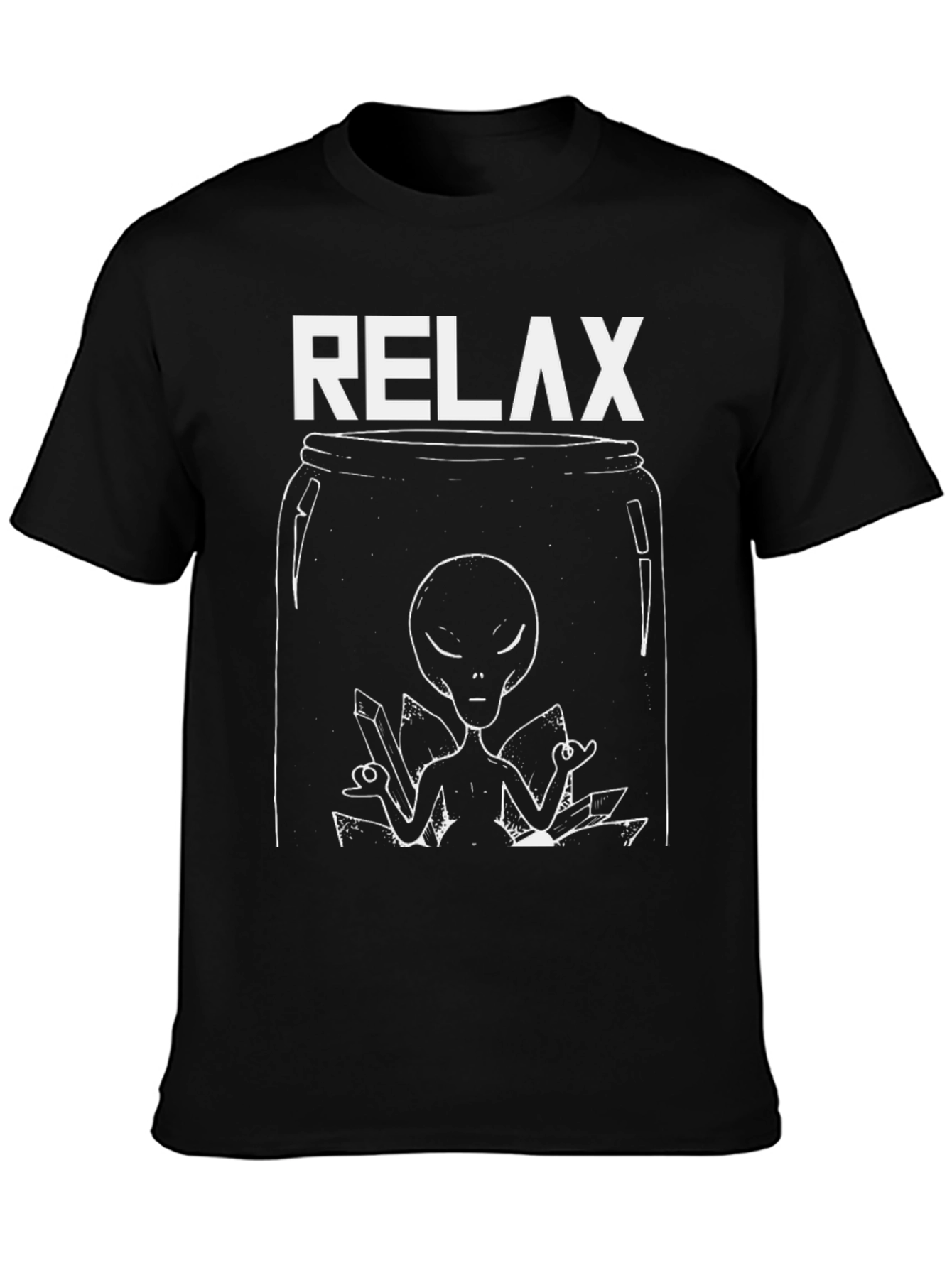 Relax Alien Graphic T-Shirt - Black Cotton Tee
