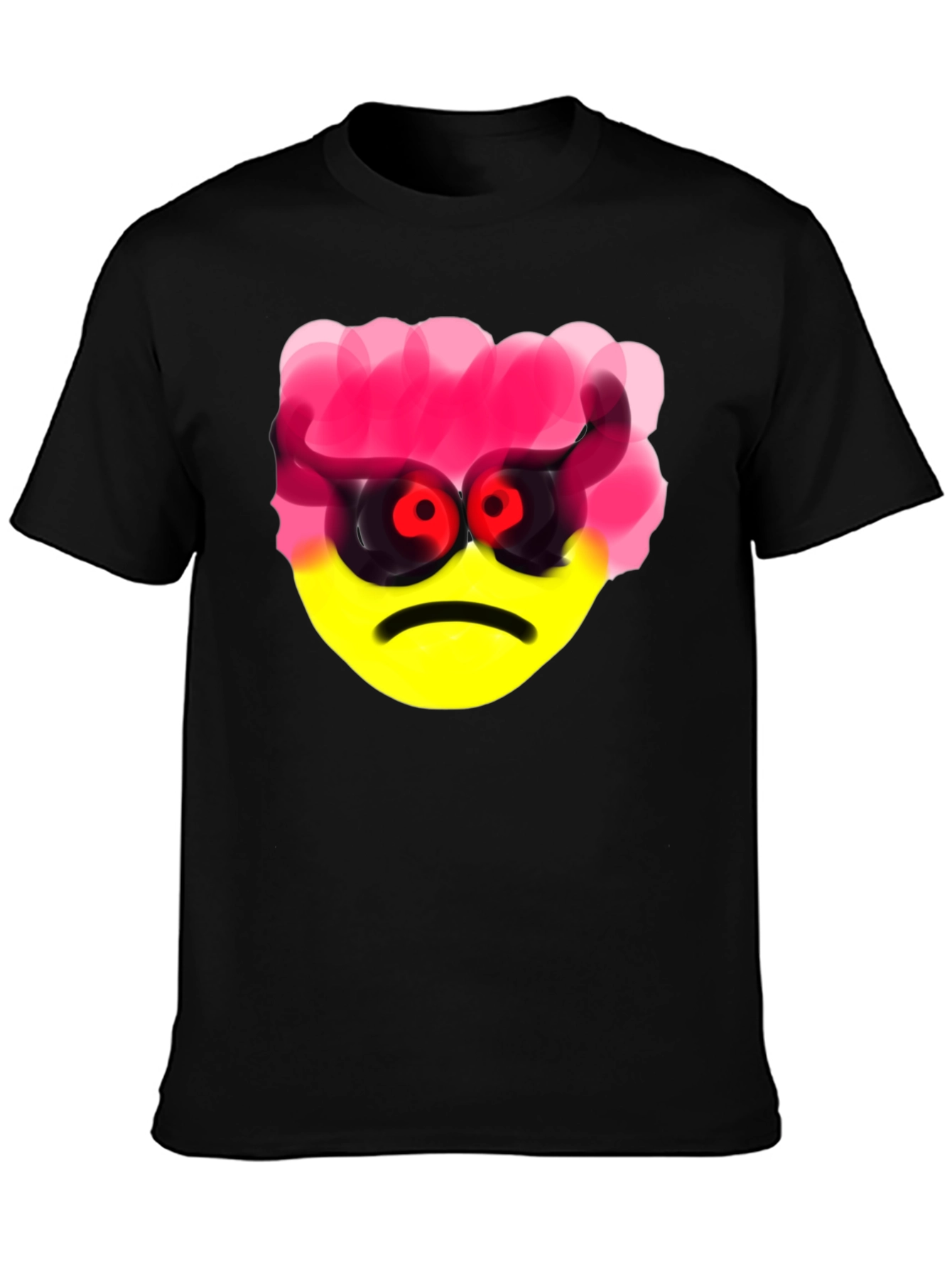 Emo Angry Emoji Black T-Shirt