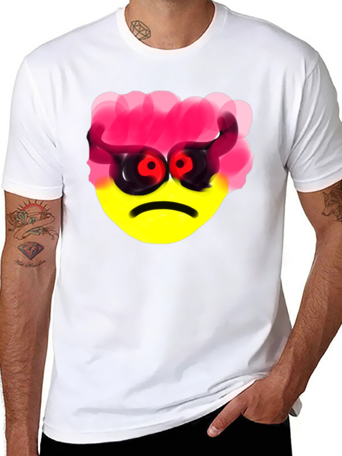 Emo Angry Emoji Black T-Shirt