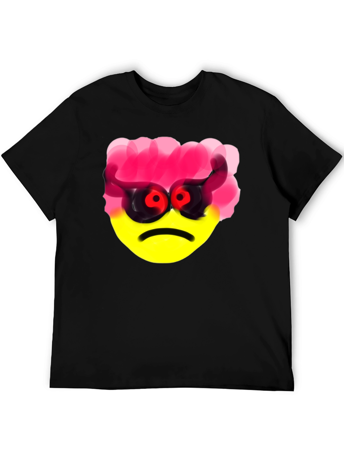 Emo Angry Emoji Black T-Shirt