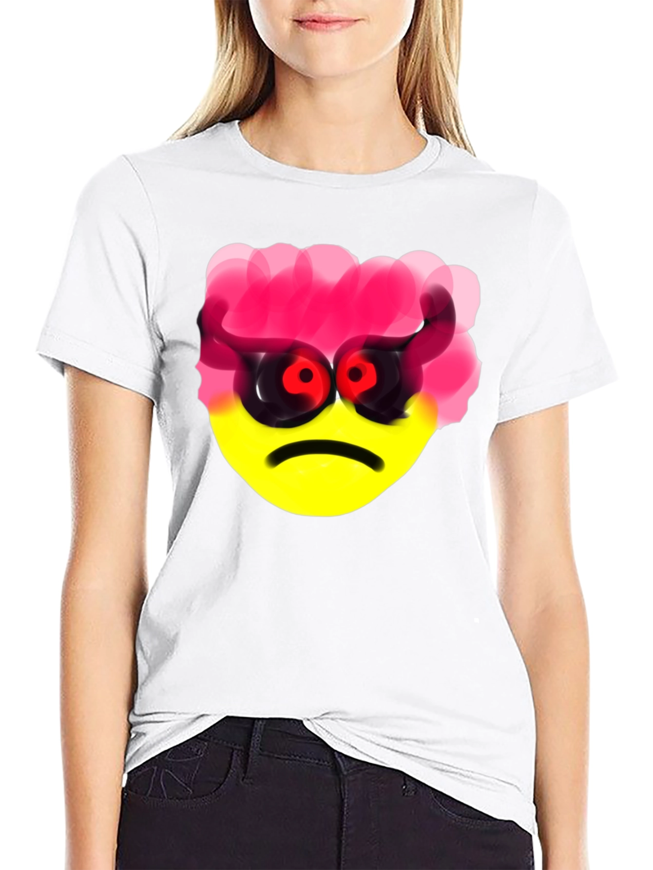 Emo Angry Emoji Black T-Shirt