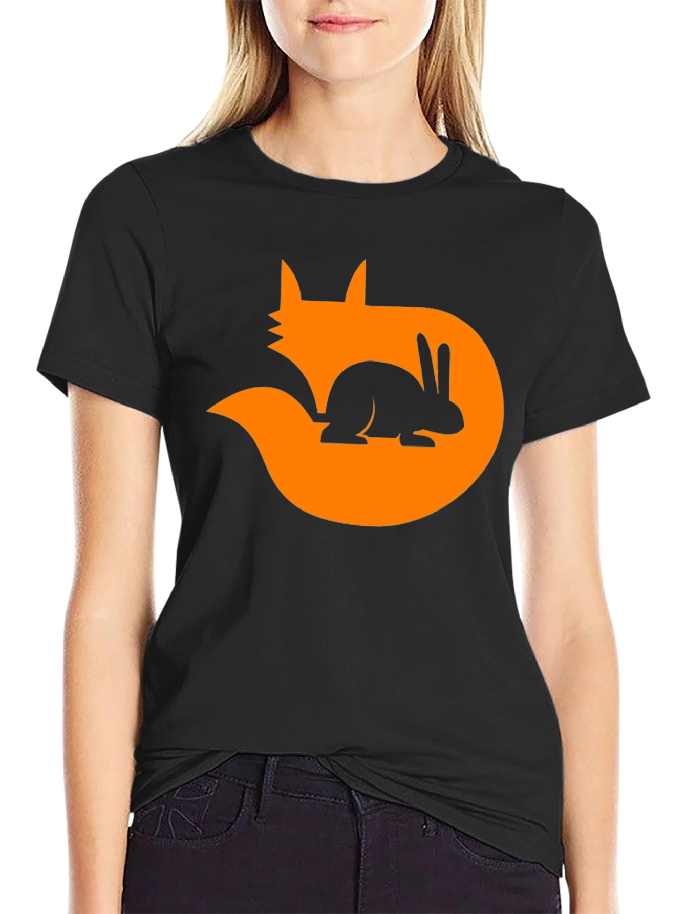 Fox & Rabbit Graphic Tee - Black Cotton Blend