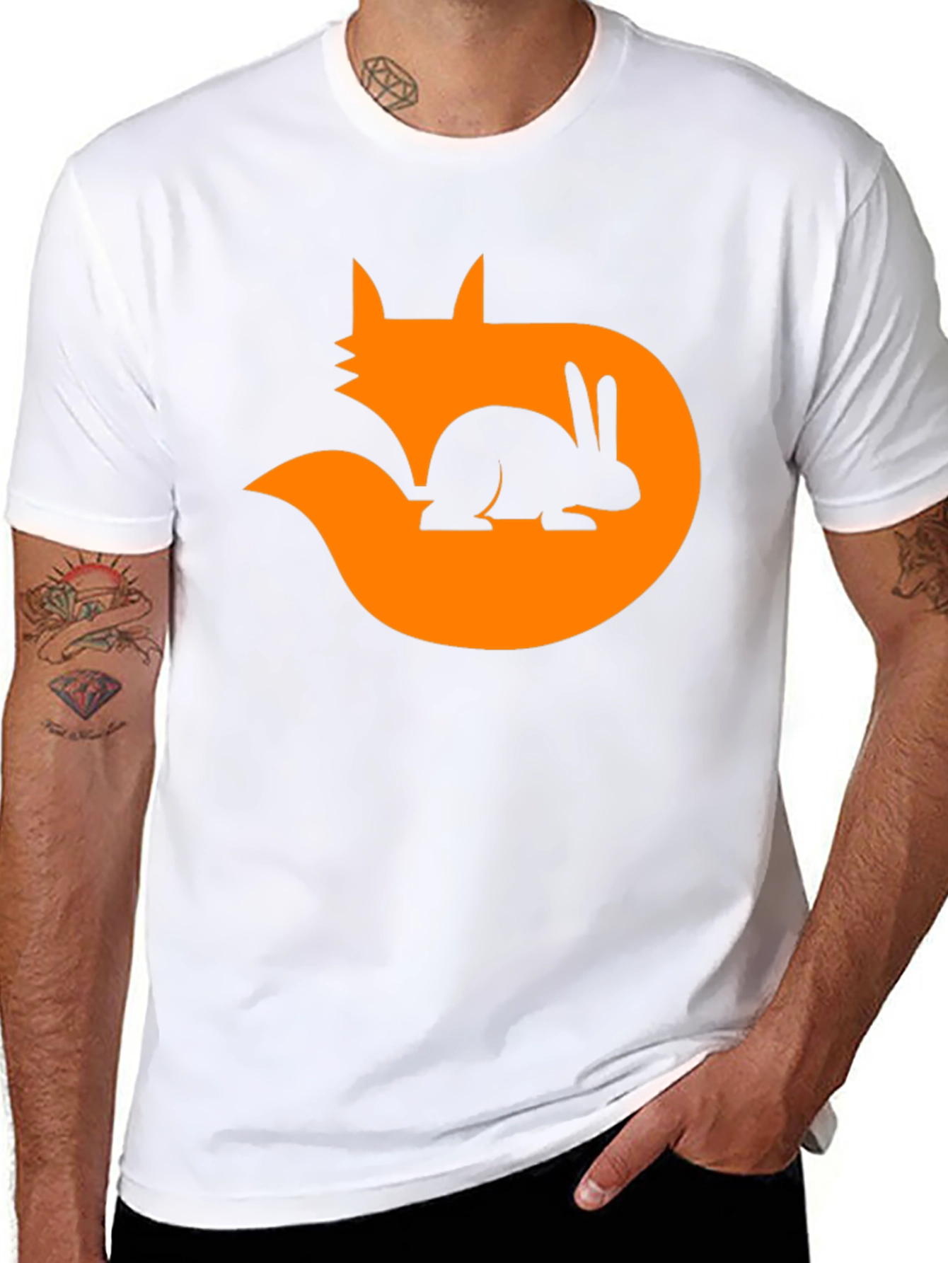 Fox & Rabbit Graphic Tee - Black Cotton Blend