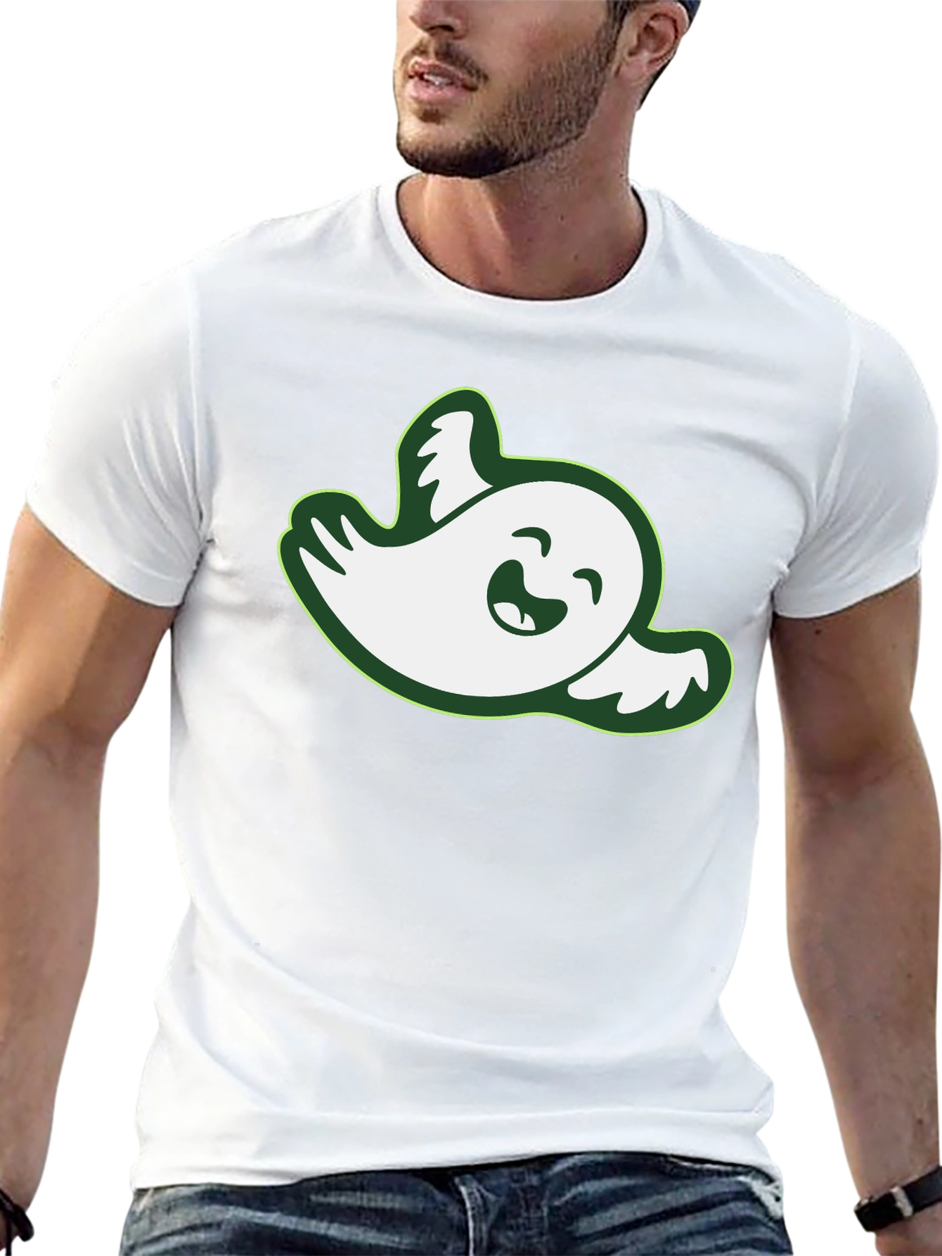 Cute Ghost Graphic Tee - Black Cotton Shirt