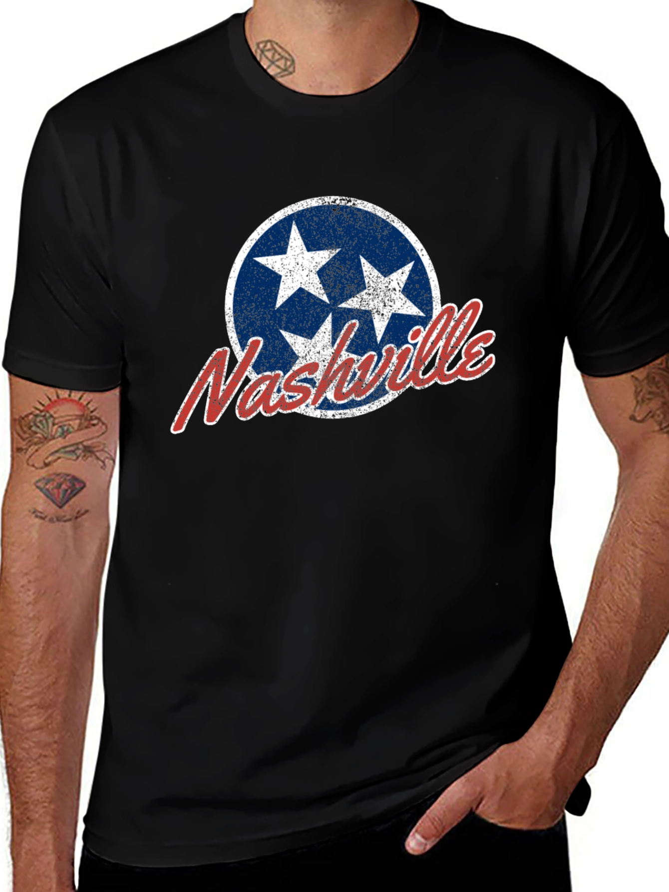Nashville Tennessee T-Shirt - Distressed Star Design