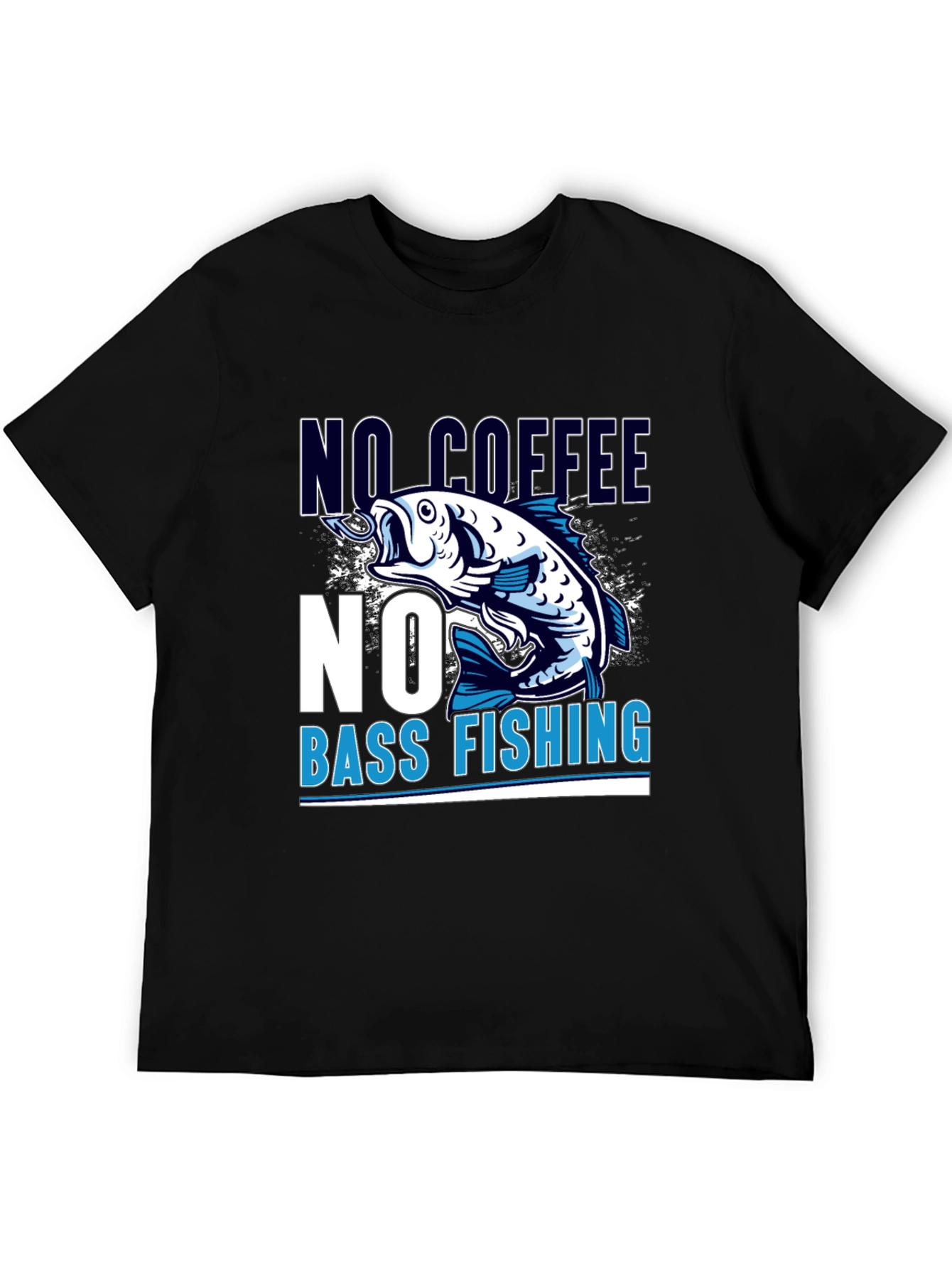 No Coffee No Bass Fishing Black T-Shirt