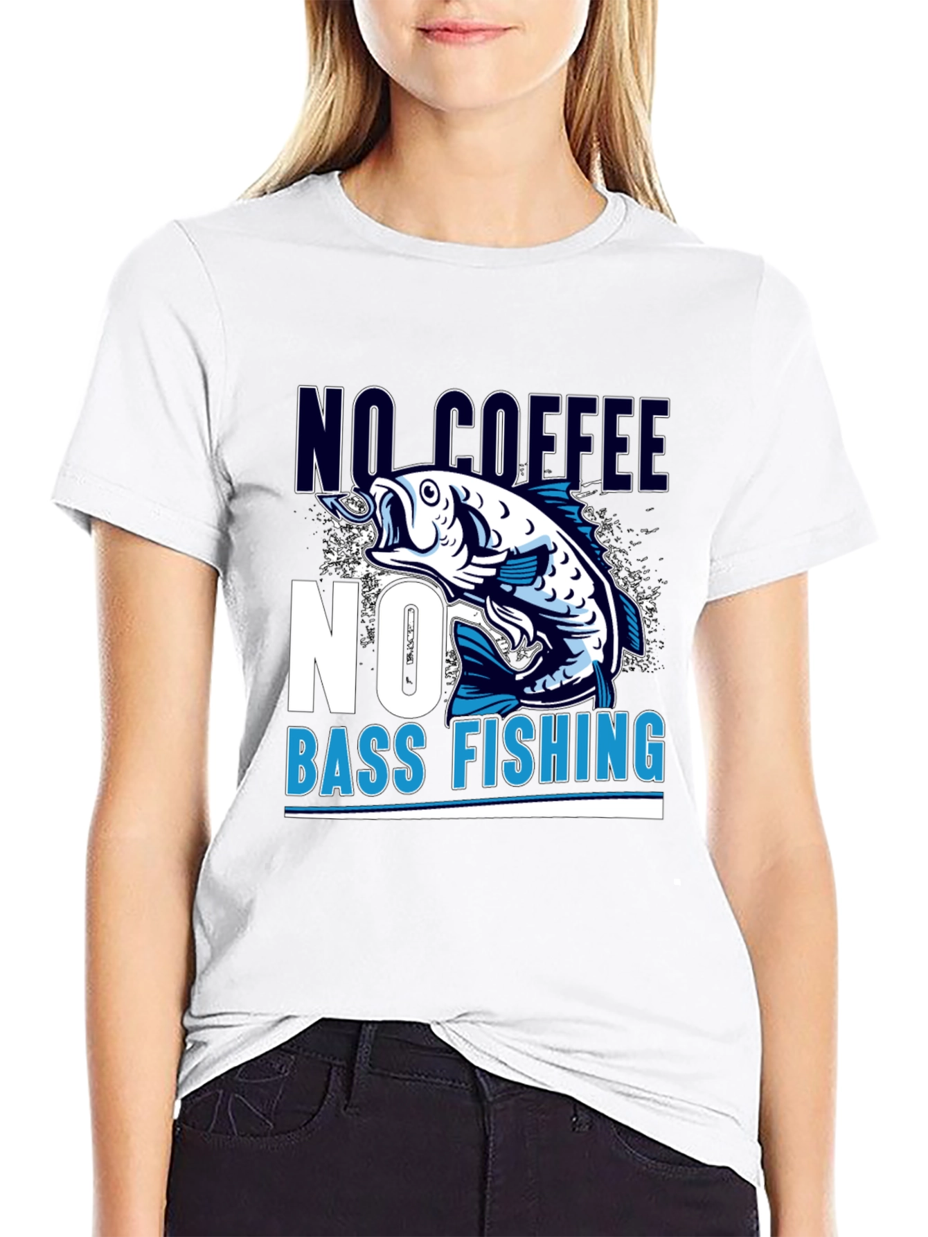 No Coffee No Bass Fishing Black T-Shirt