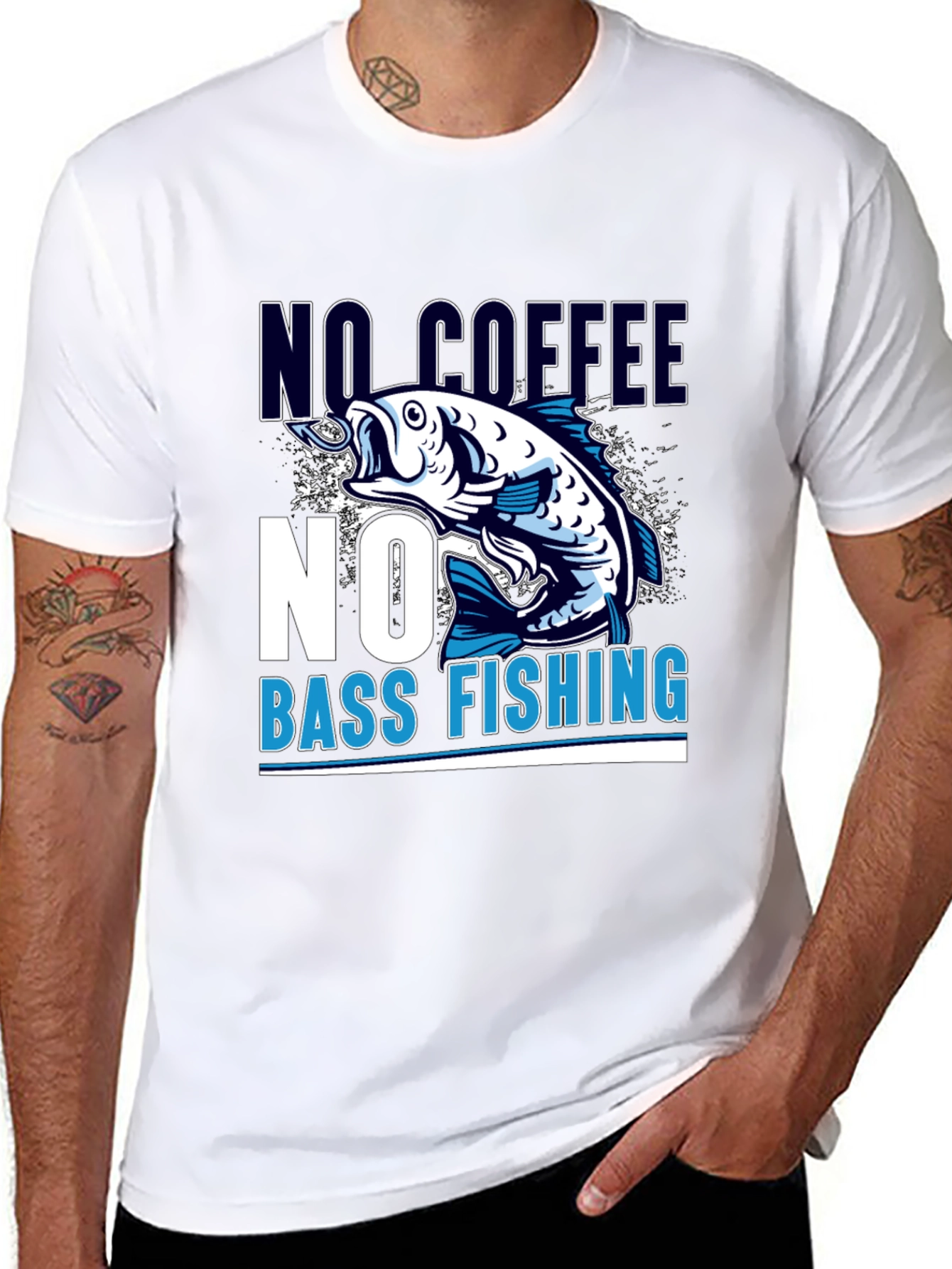 No Coffee No Bass Fishing Black T-Shirt