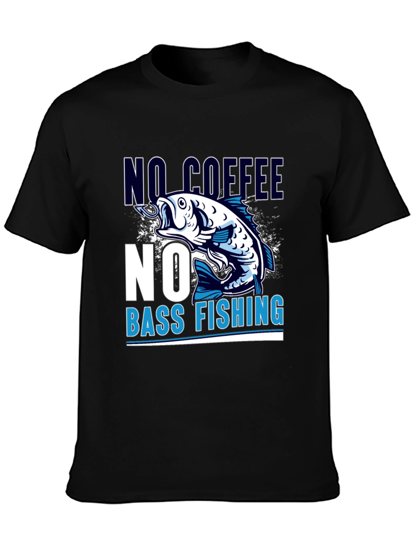 No Coffee No Bass Fishing Black T-Shirt