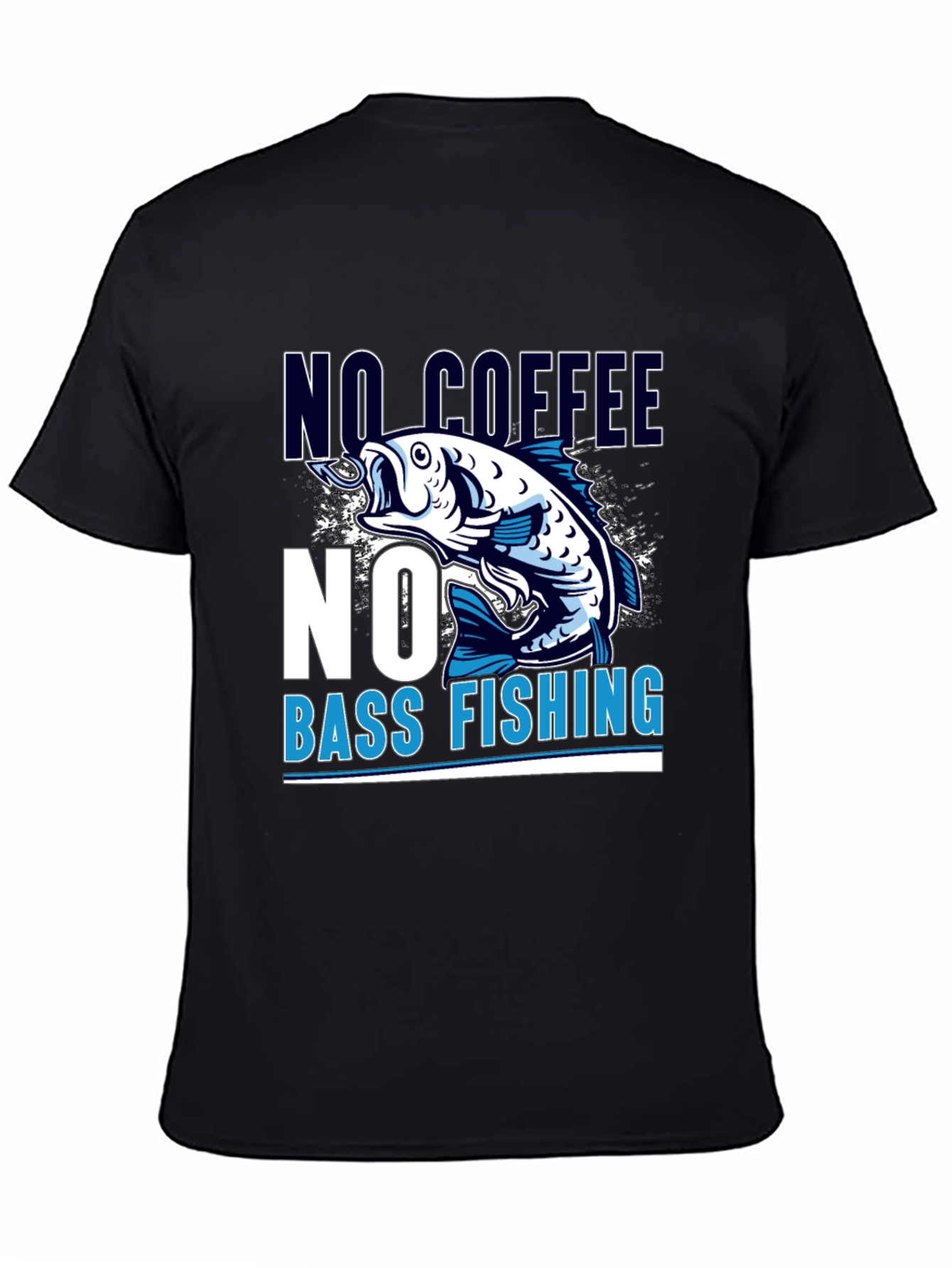 No Coffee No Bass Fishing Black T-Shirt