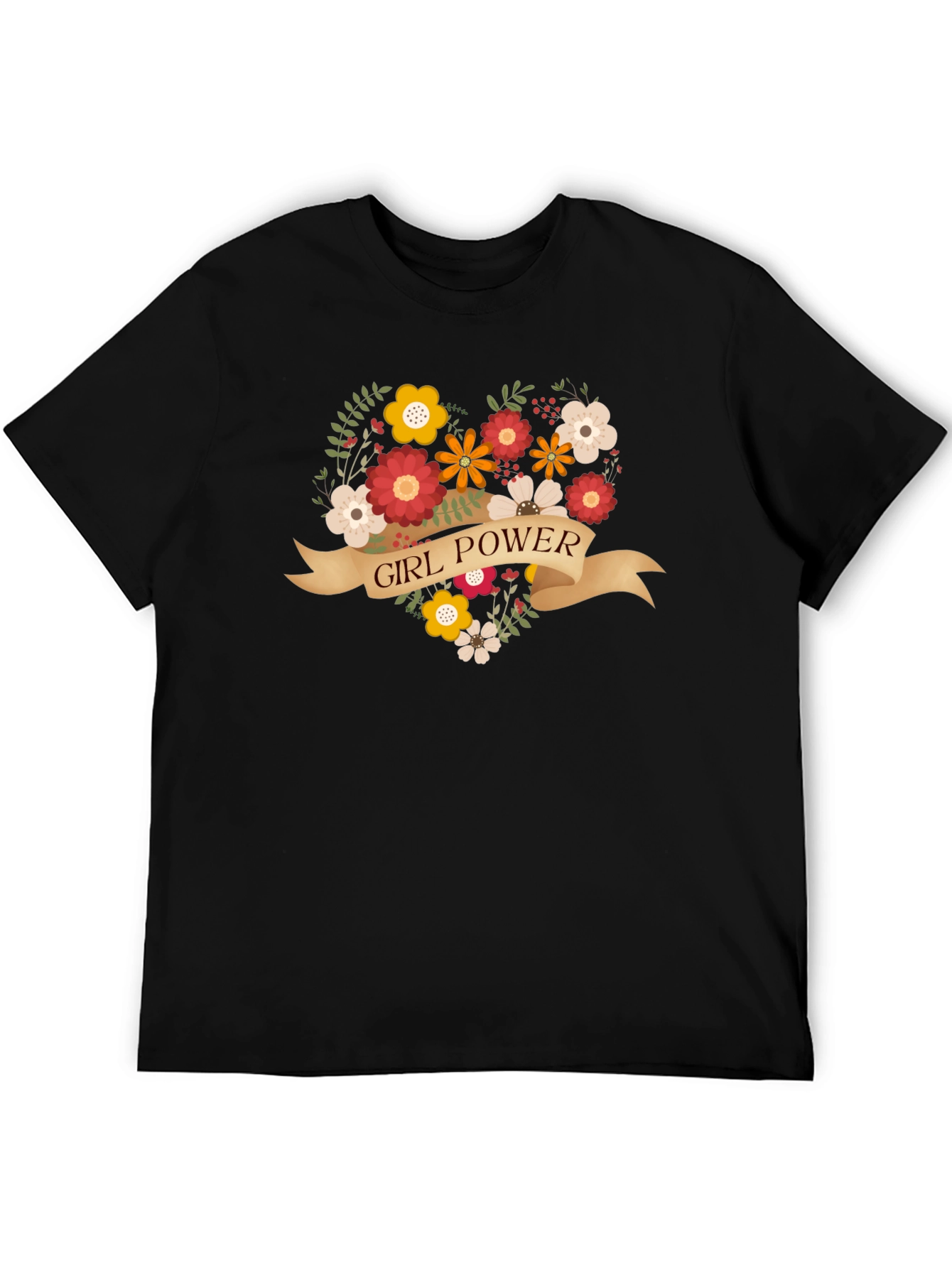 Girl Power Floral Heart Graphic T-Shirt