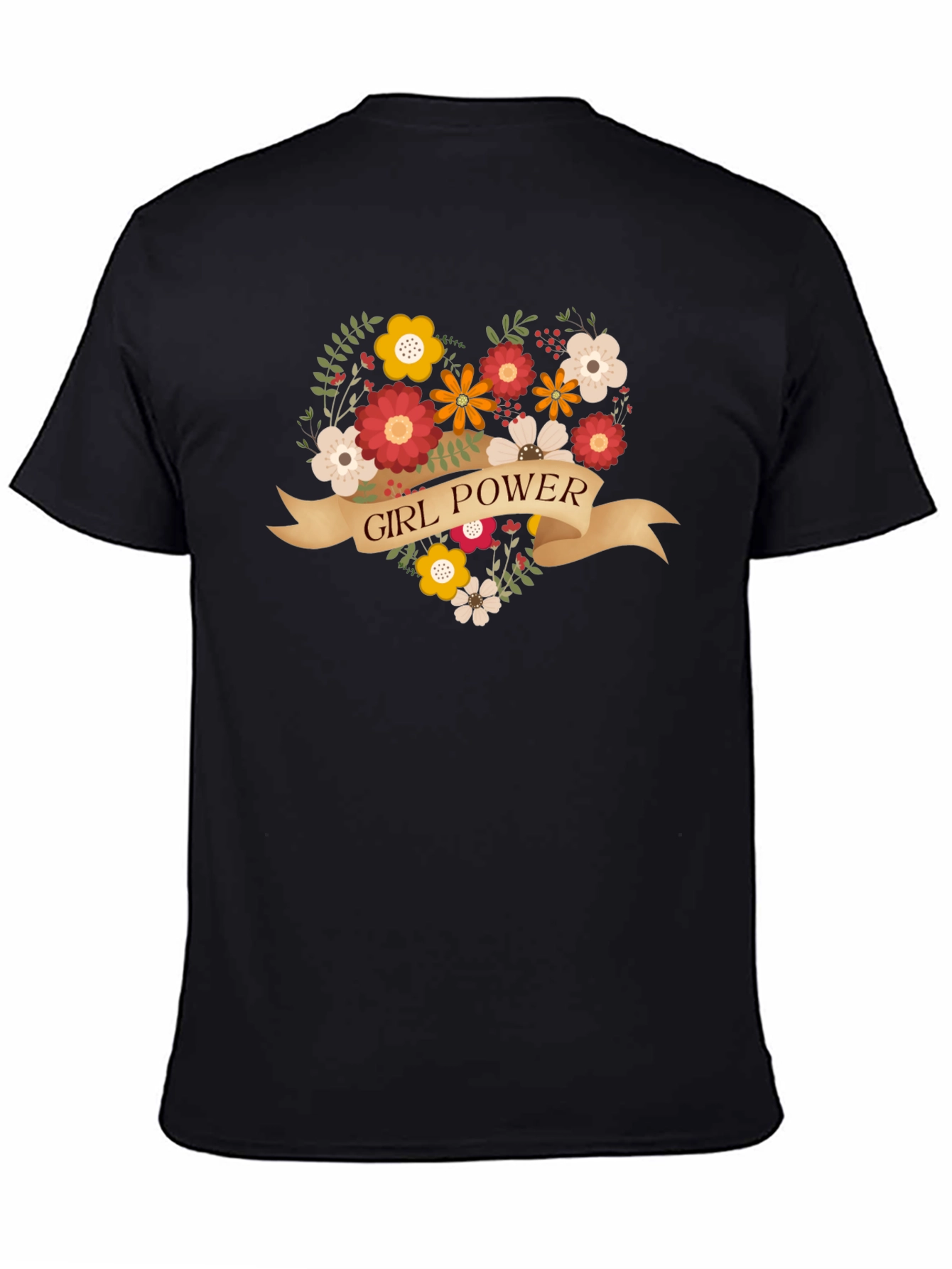 Girl Power Floral Heart Graphic T-Shirt