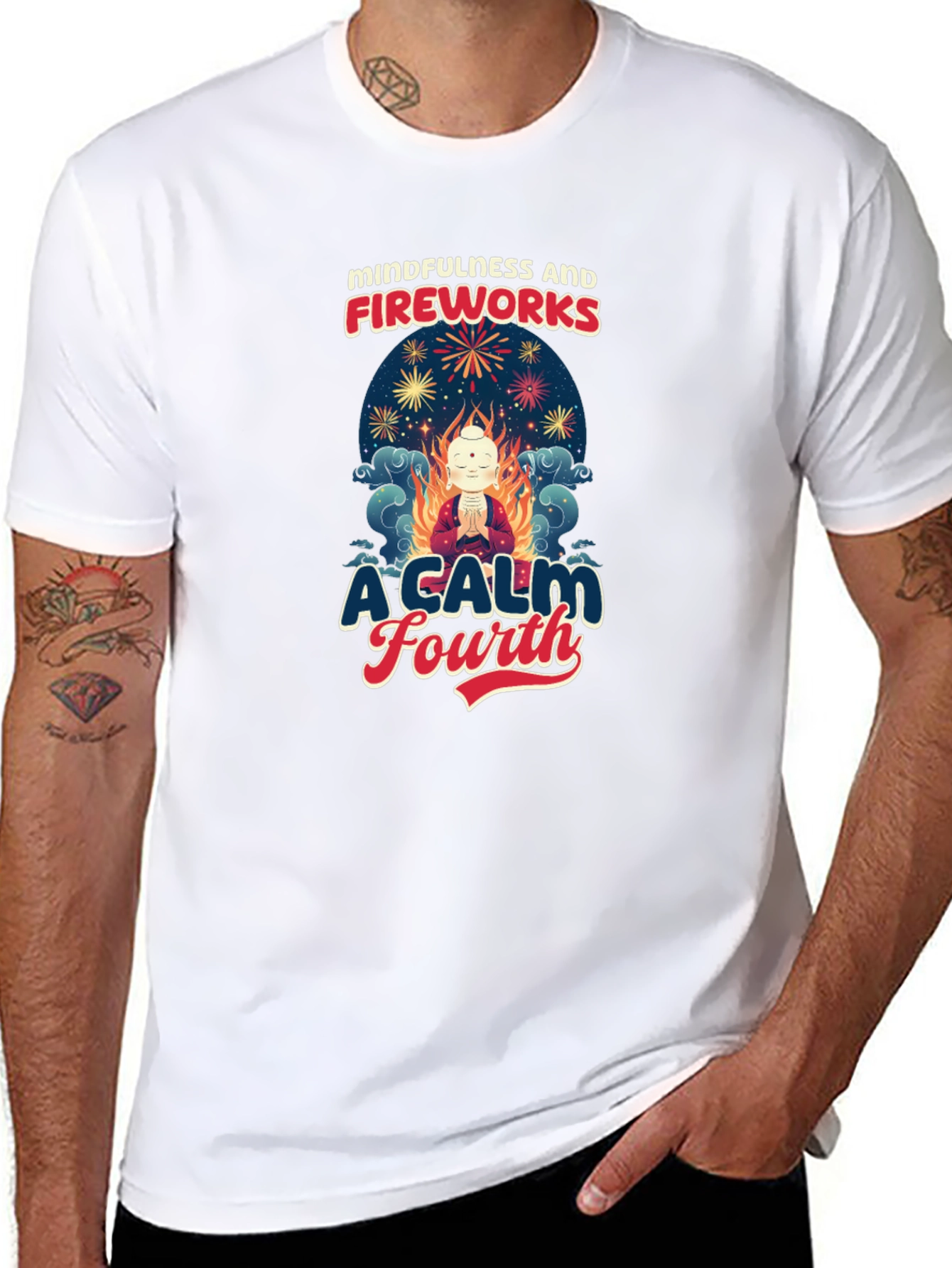 Mindfulness and Fireworks T-Shirt - A Calm Fourth