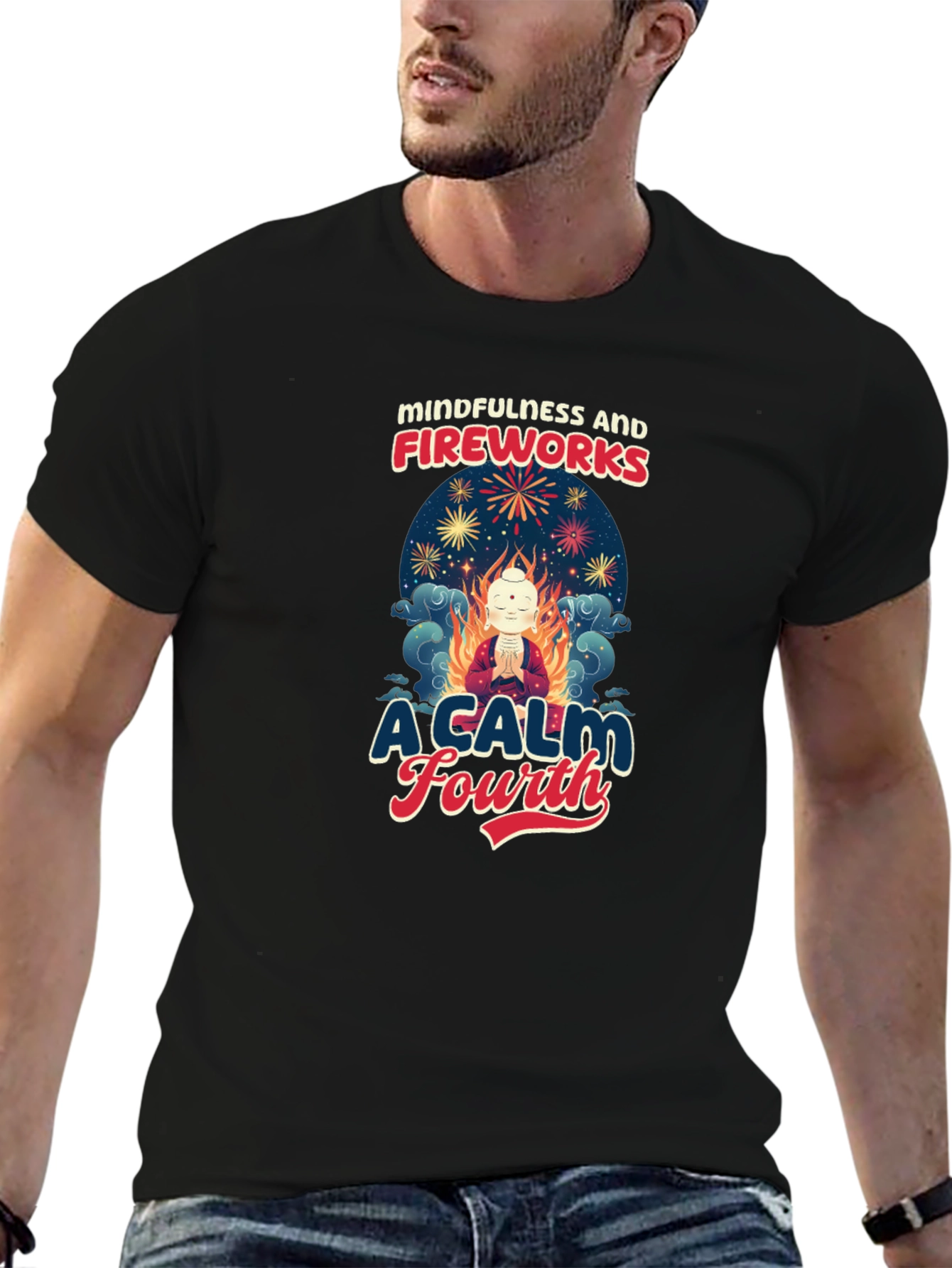 Mindfulness and Fireworks T-Shirt - A Calm Fourth
