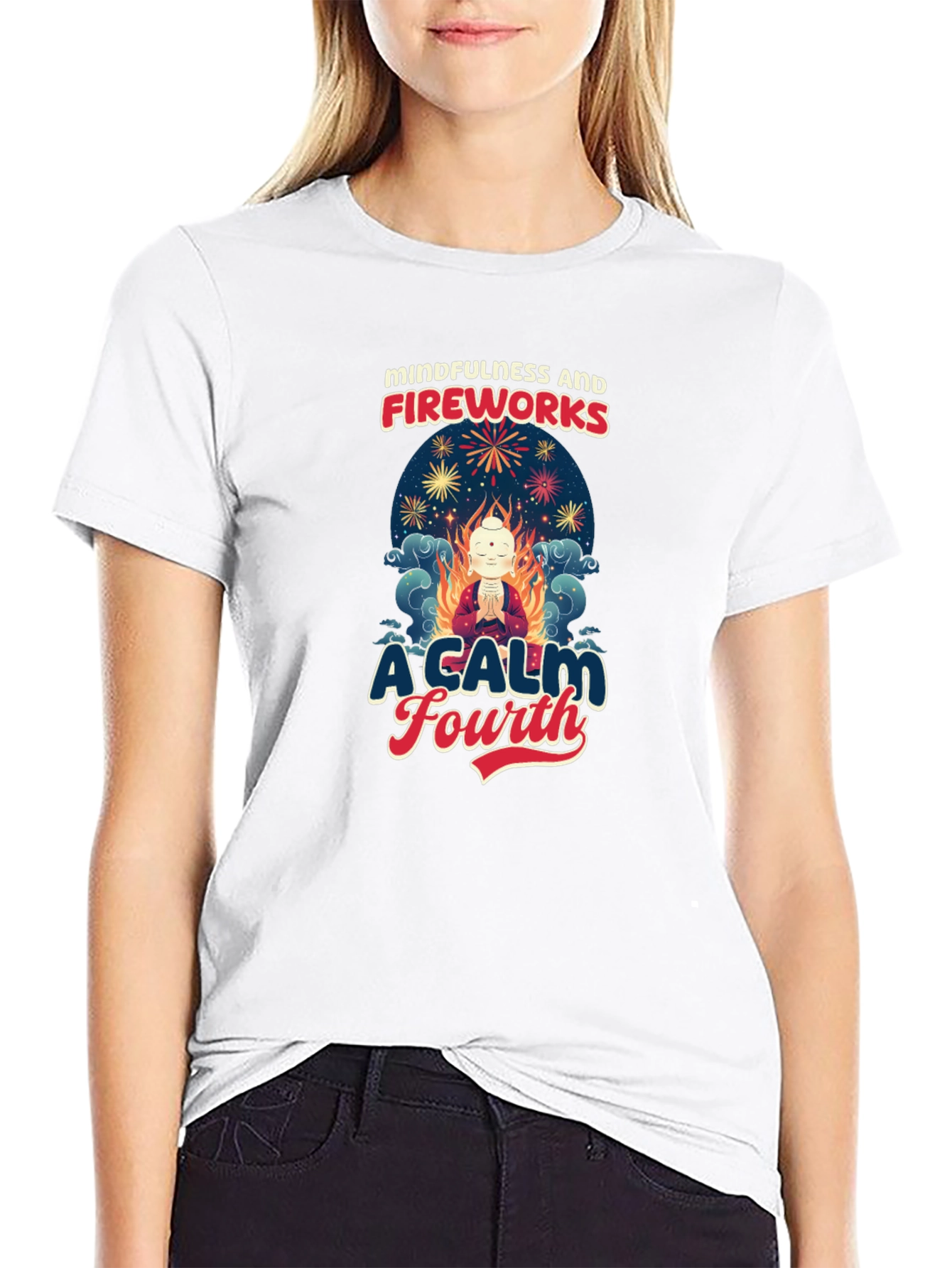 Mindfulness and Fireworks T-Shirt - A Calm Fourth