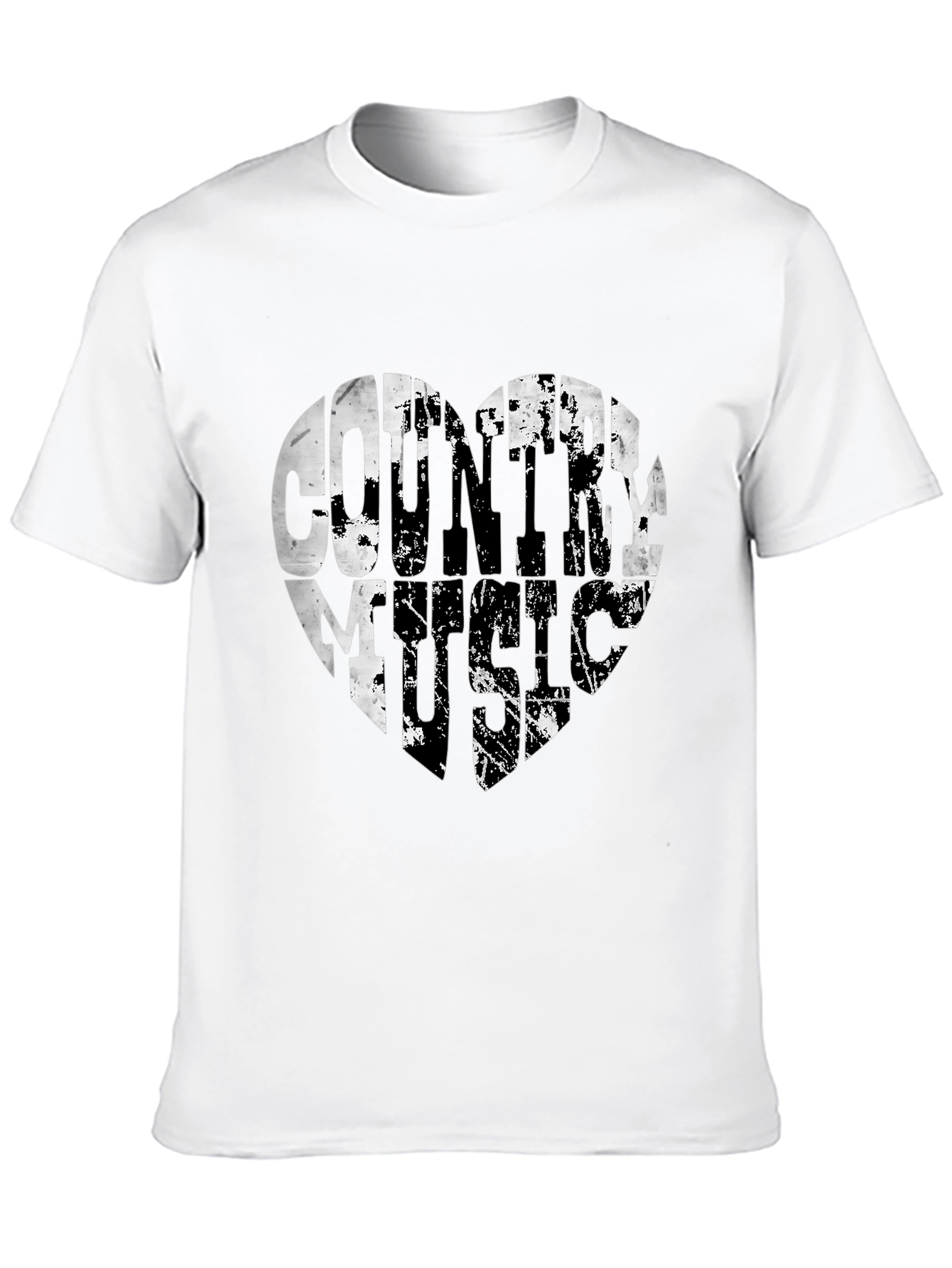 Country Music Heart Graphic Black T-Shirt