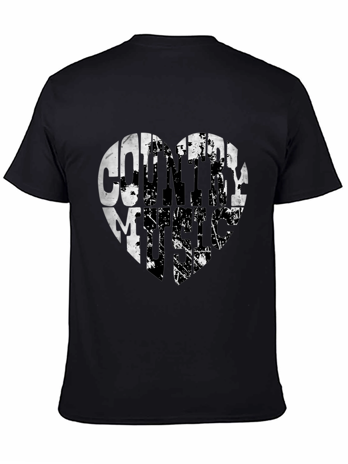 Country Music Heart Graphic Black T-Shirt